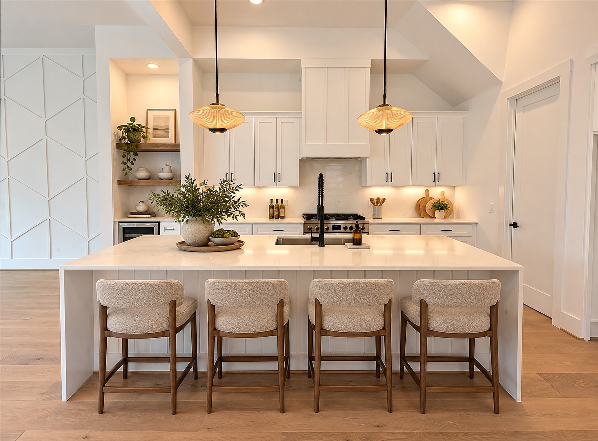 Sleek kitchen island with built-in bar seatingperfect for hosting and everyday living