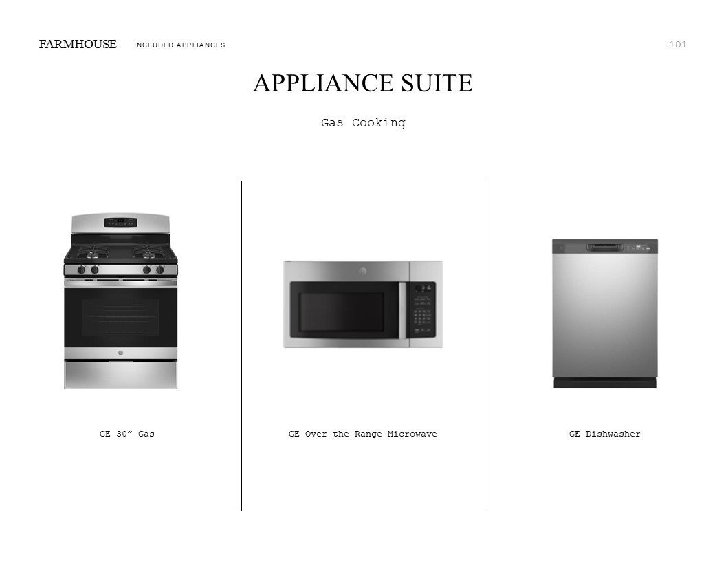 Farmhouse Look Palette 1: Appliance Selection Sheet (*Artist rendering used for illustration purposes only.)
