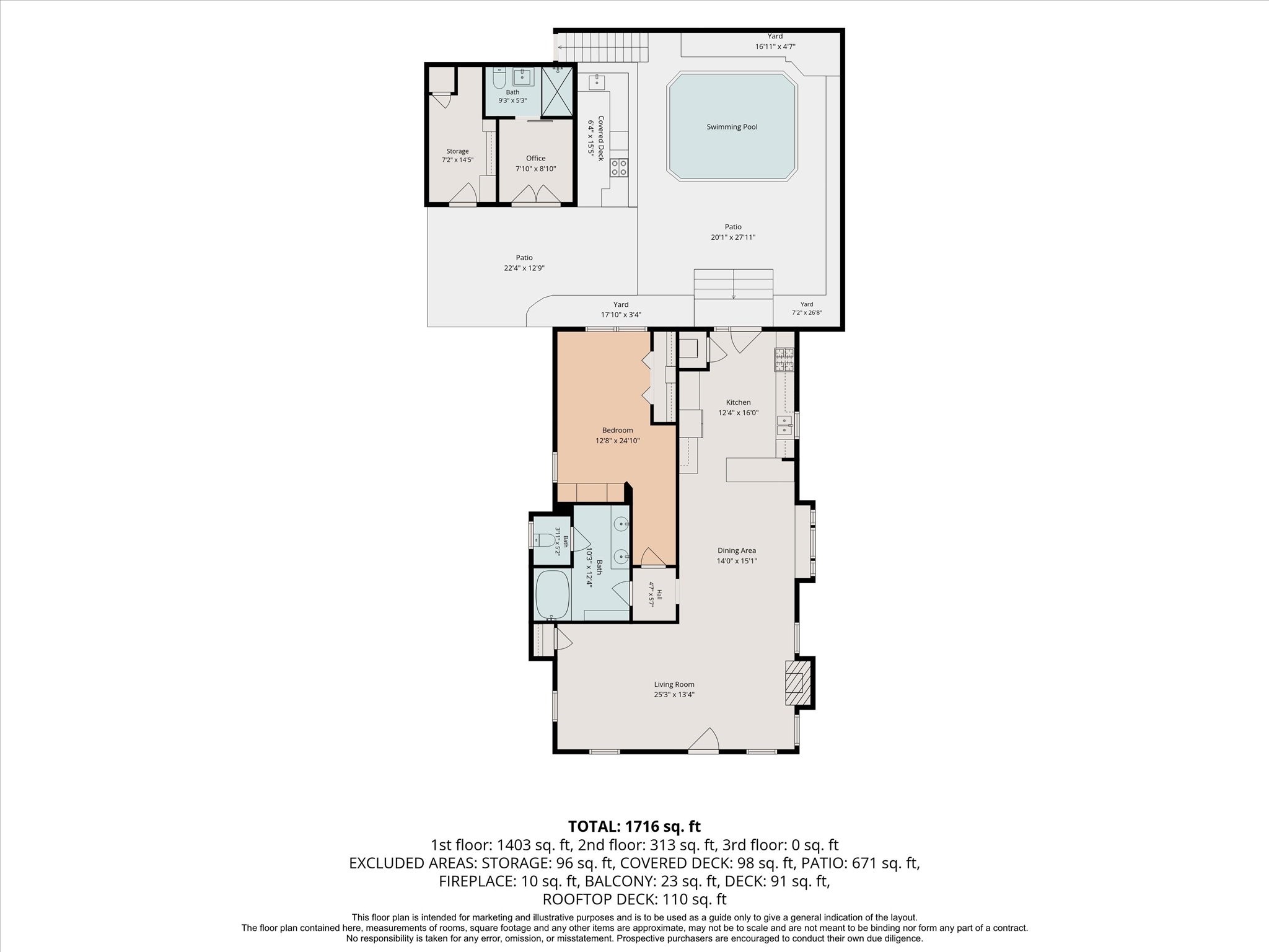 House floor plan + lower portion of repurposed garage.