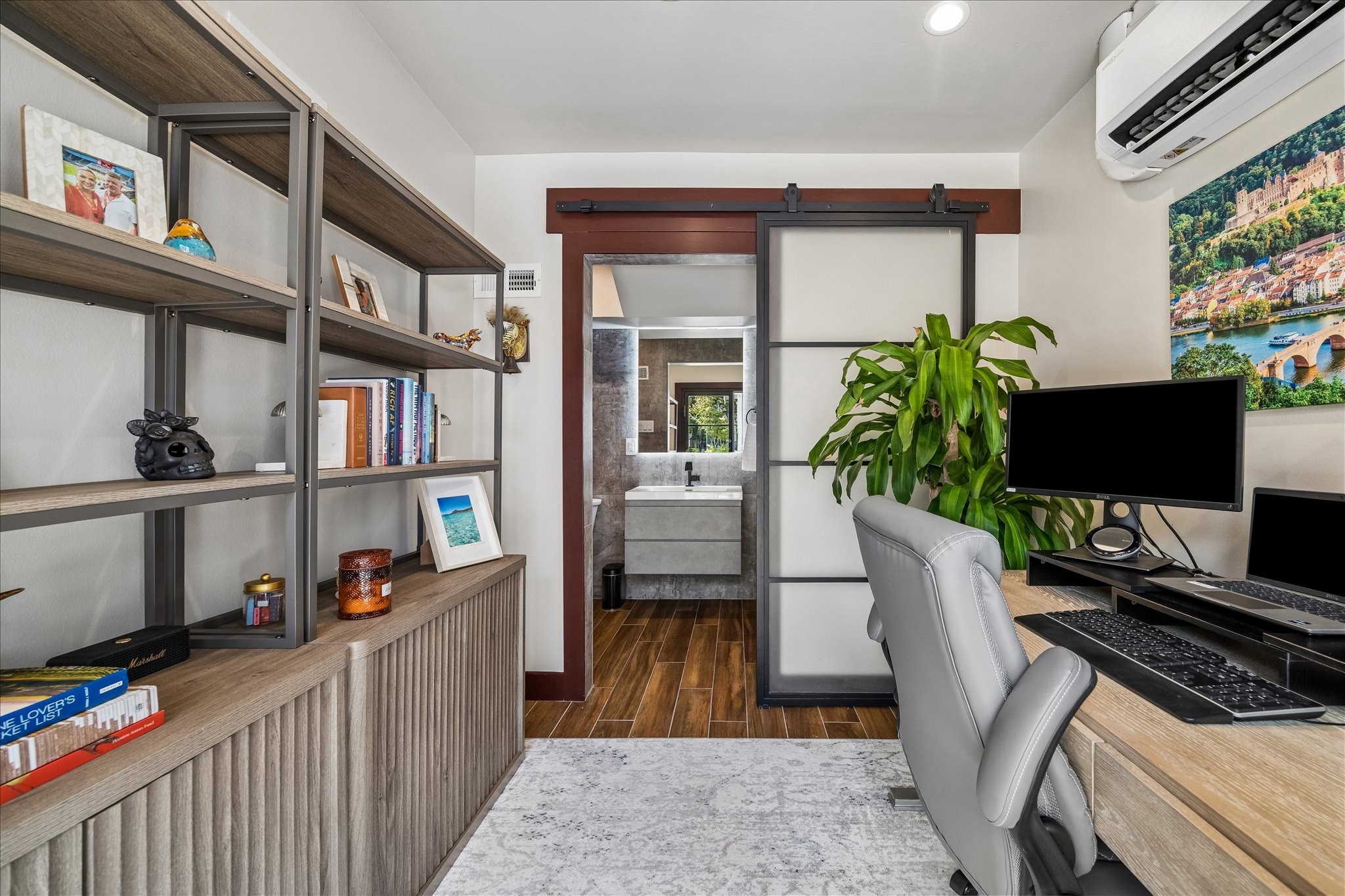 Stylish office with private bathroom.