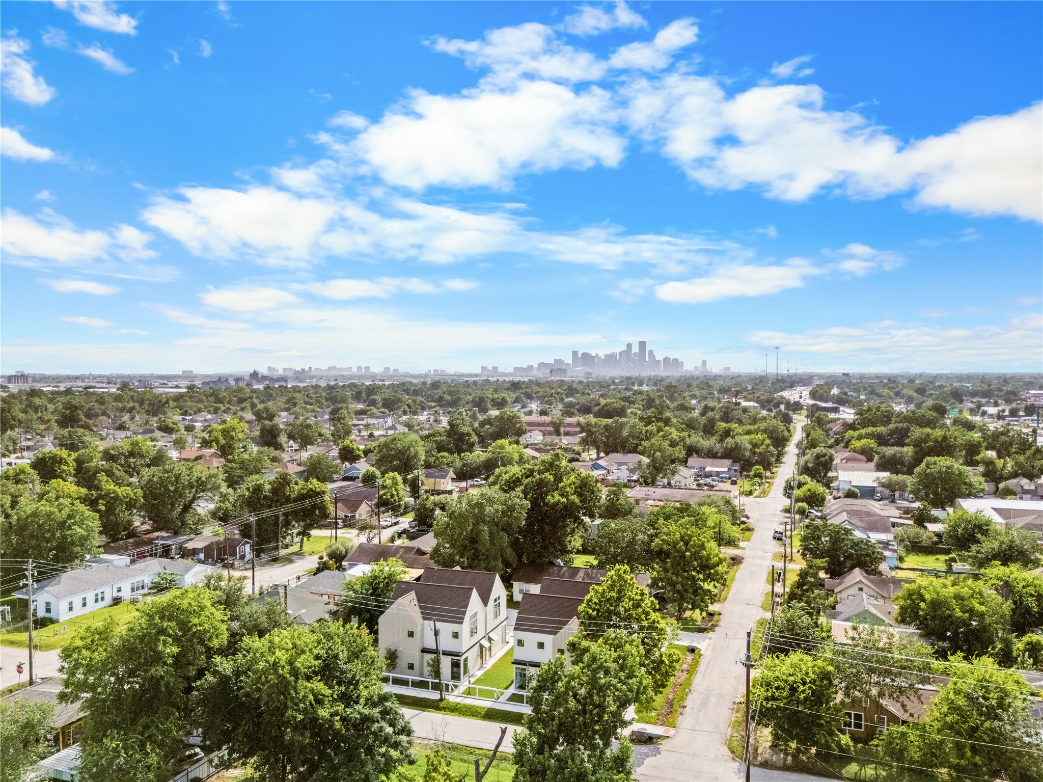 Downtown Houston on the horizon  Tremper Court puts you right at the edge of it