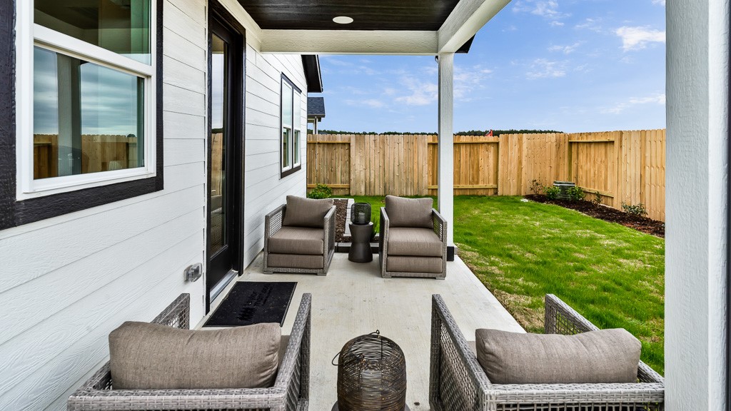 Covered lanai has room for lounge furniture to enjoy outdoor relaxation.