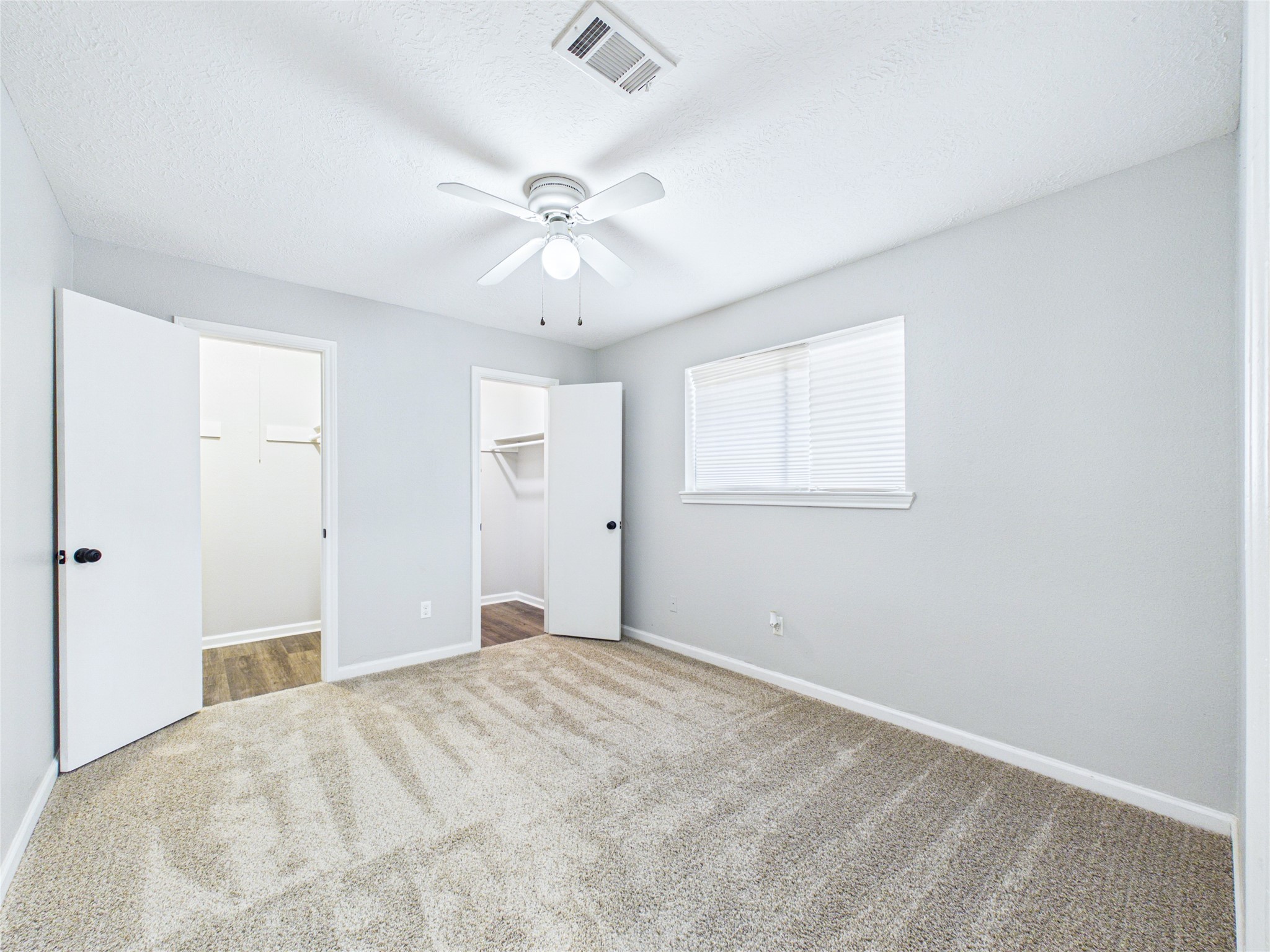 Guest Bedroom #2 with brand new carpet and two closets.