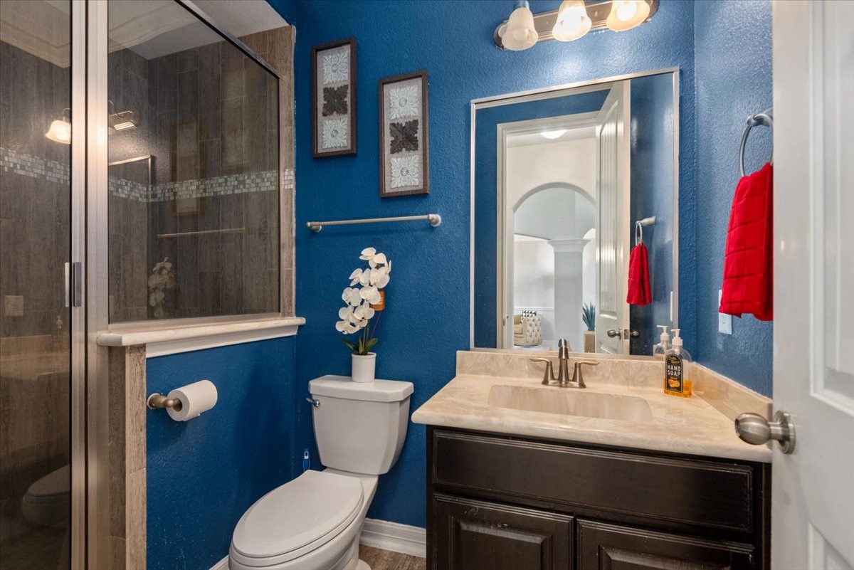 1st floor guest bathroom with walk-in shower. 1st floor guest bathroom with walk-in shower.