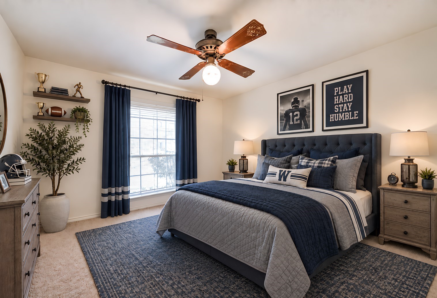 Staged bedroom #3 offers versatility to suit your needs and lifestyle. Whether used as a bedroom for your teenage son, a guest room, study, or home office, this flexible space provides endless possibilities. Let your imagination guide you in creating a room that works perfectly for you!