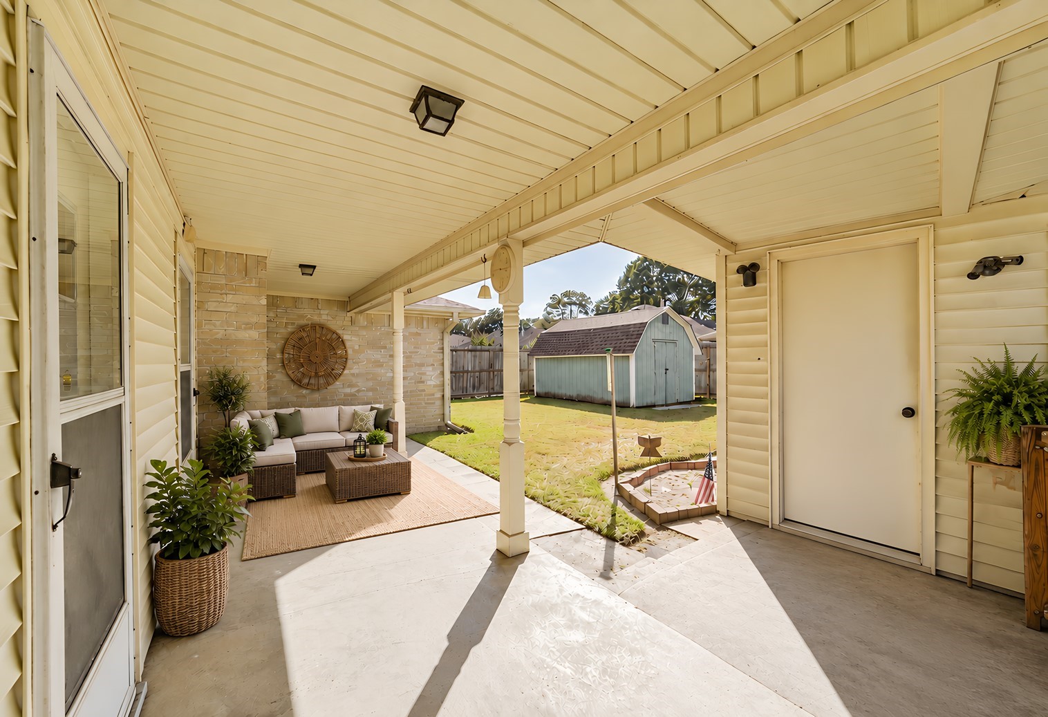 The covered patio could be transformed into your special place for early morning quiet time or evening reading. The backyard offers plenty of space for family gatherings, celebrations, and outdoor cooking.