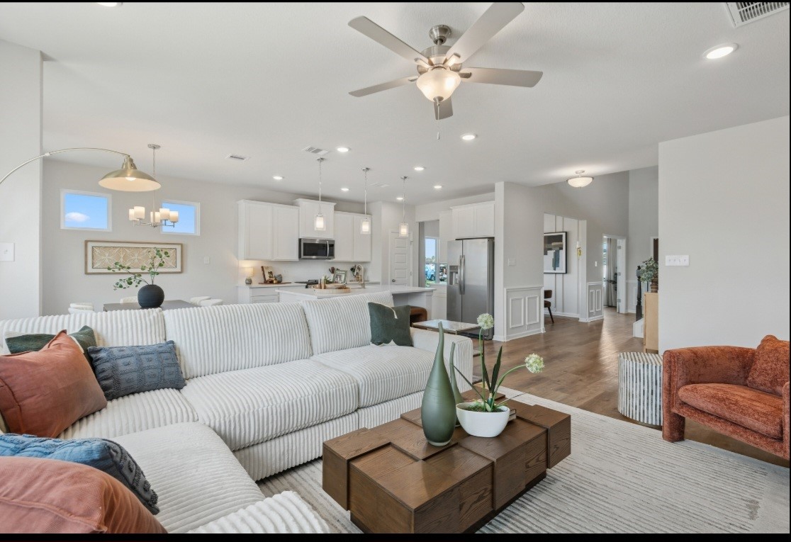 This image of the family room is staged to be used for illustration purposes only.