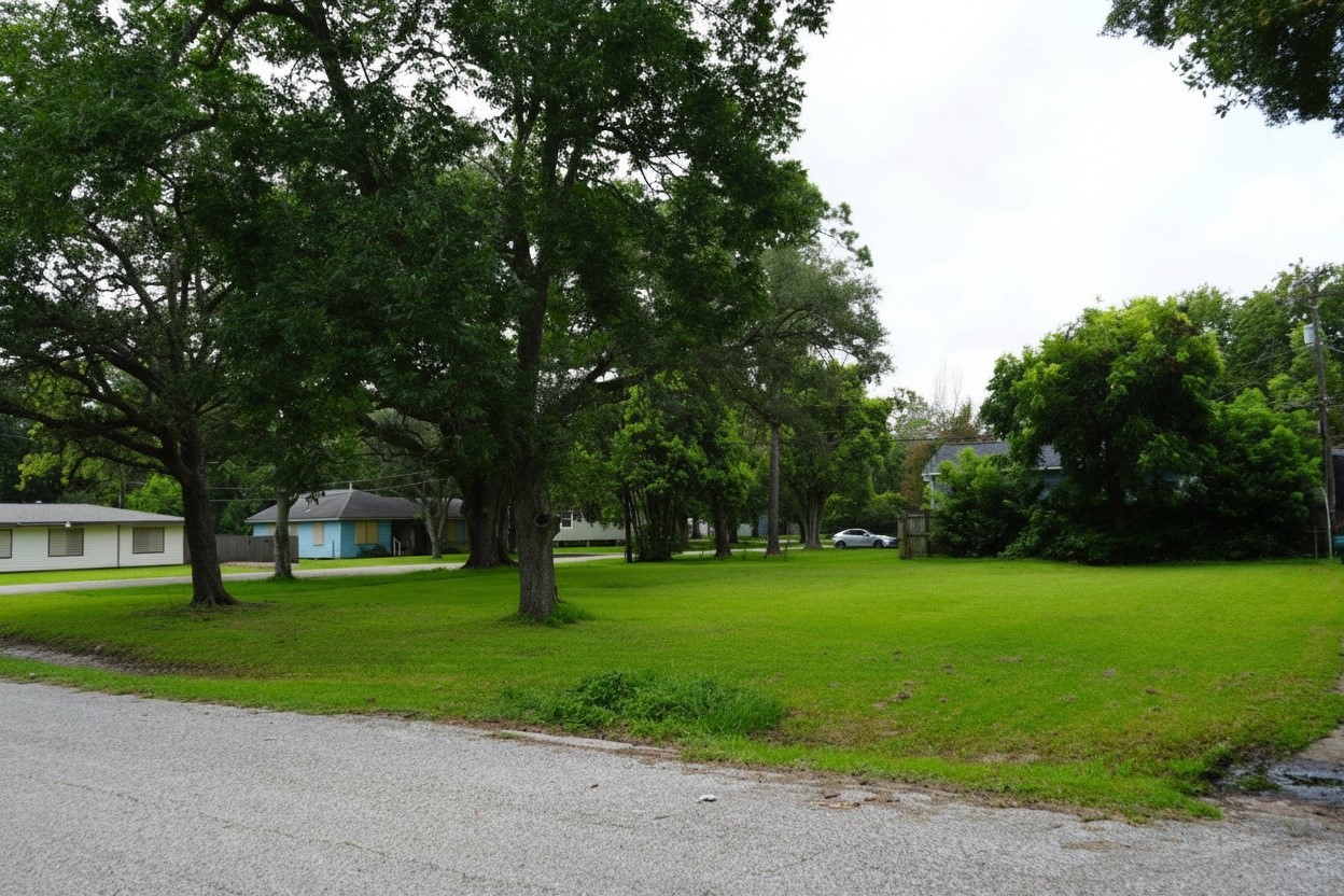 View of this spacious corner lot from N Houston Dr. Photo has been digitally enhanced.