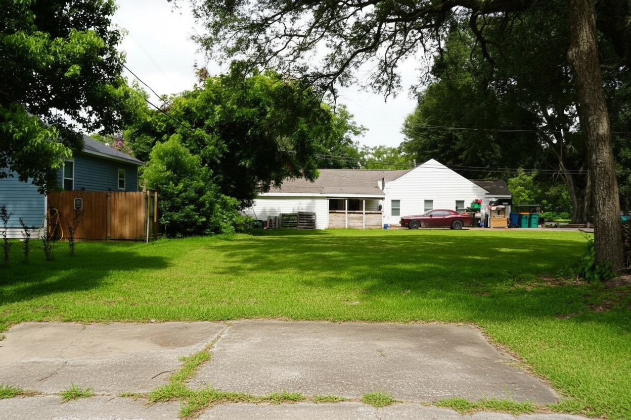 View of this spacious lot looking from Bowie St. Photo has been digitally enhanced. View of this spacious lot looking from Bowie St. Photo has been digitally enhanced.