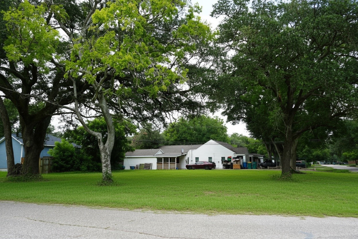 View of this spacious lot looking from Bowie St. Photo has been digitally enhanced.