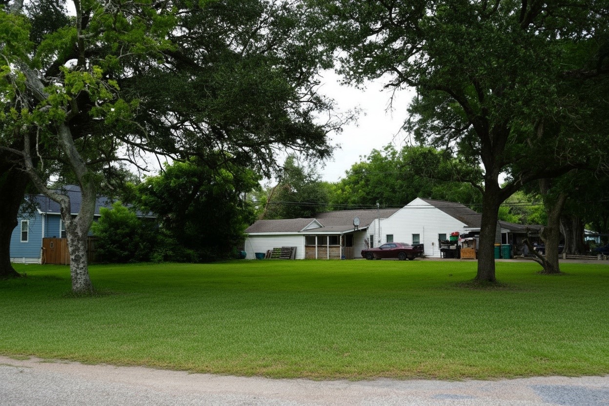 View of this spacious lot looking from Bowie St. Photo has been digitally enhanced.