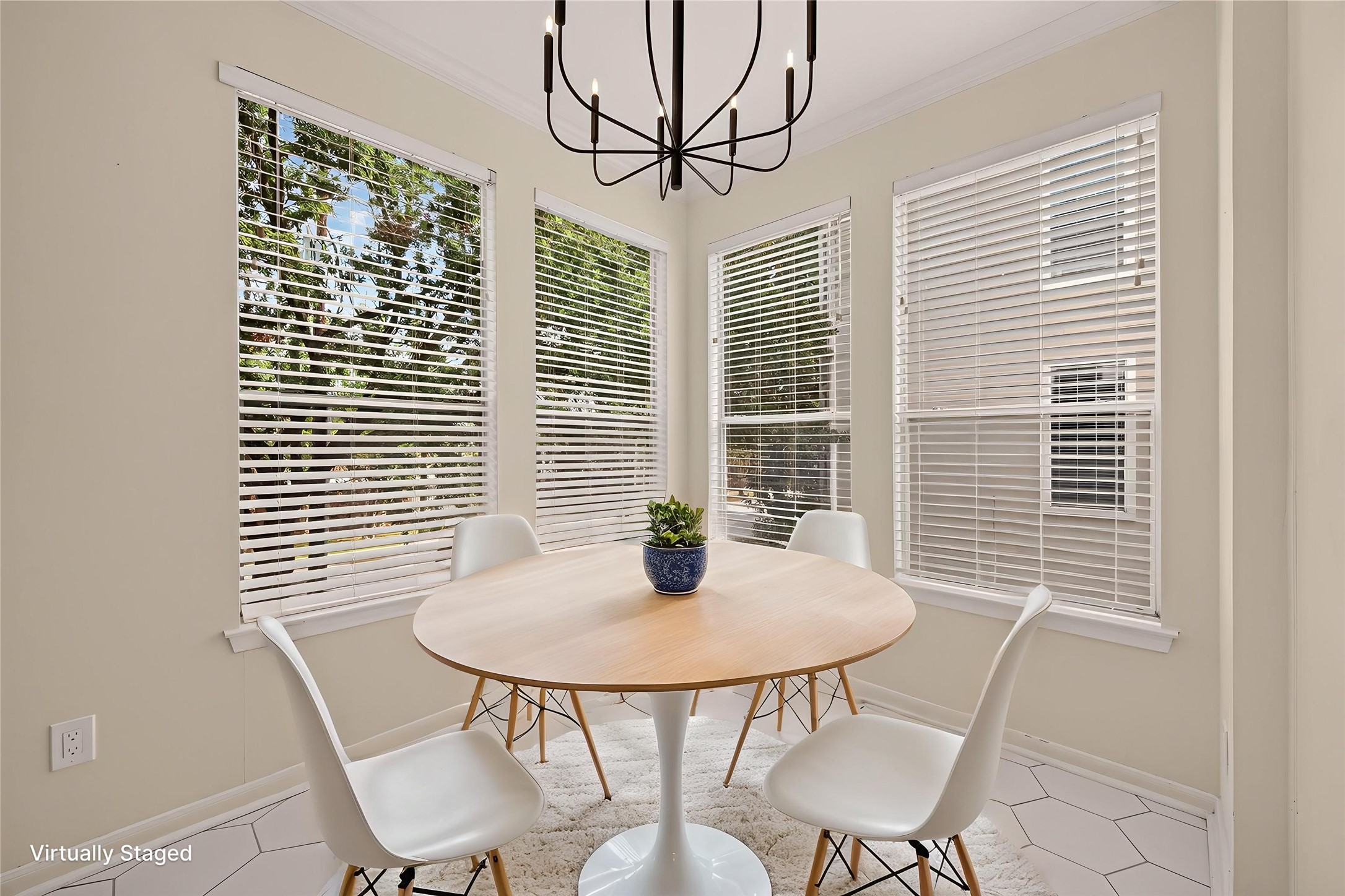 Virtually staged breakfast nook off the kitchen.