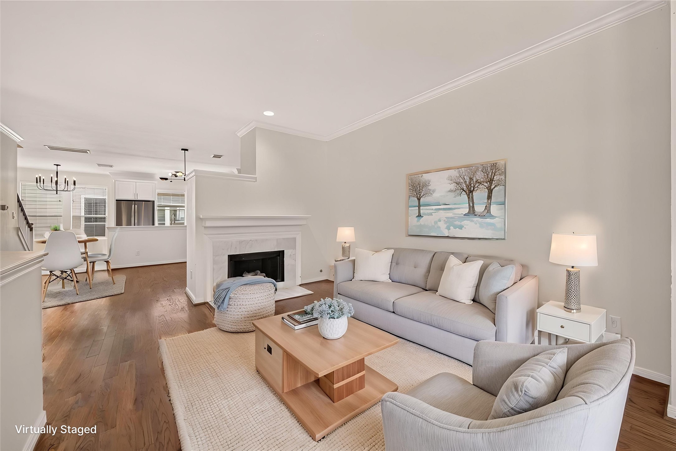 Virtually staged living room.