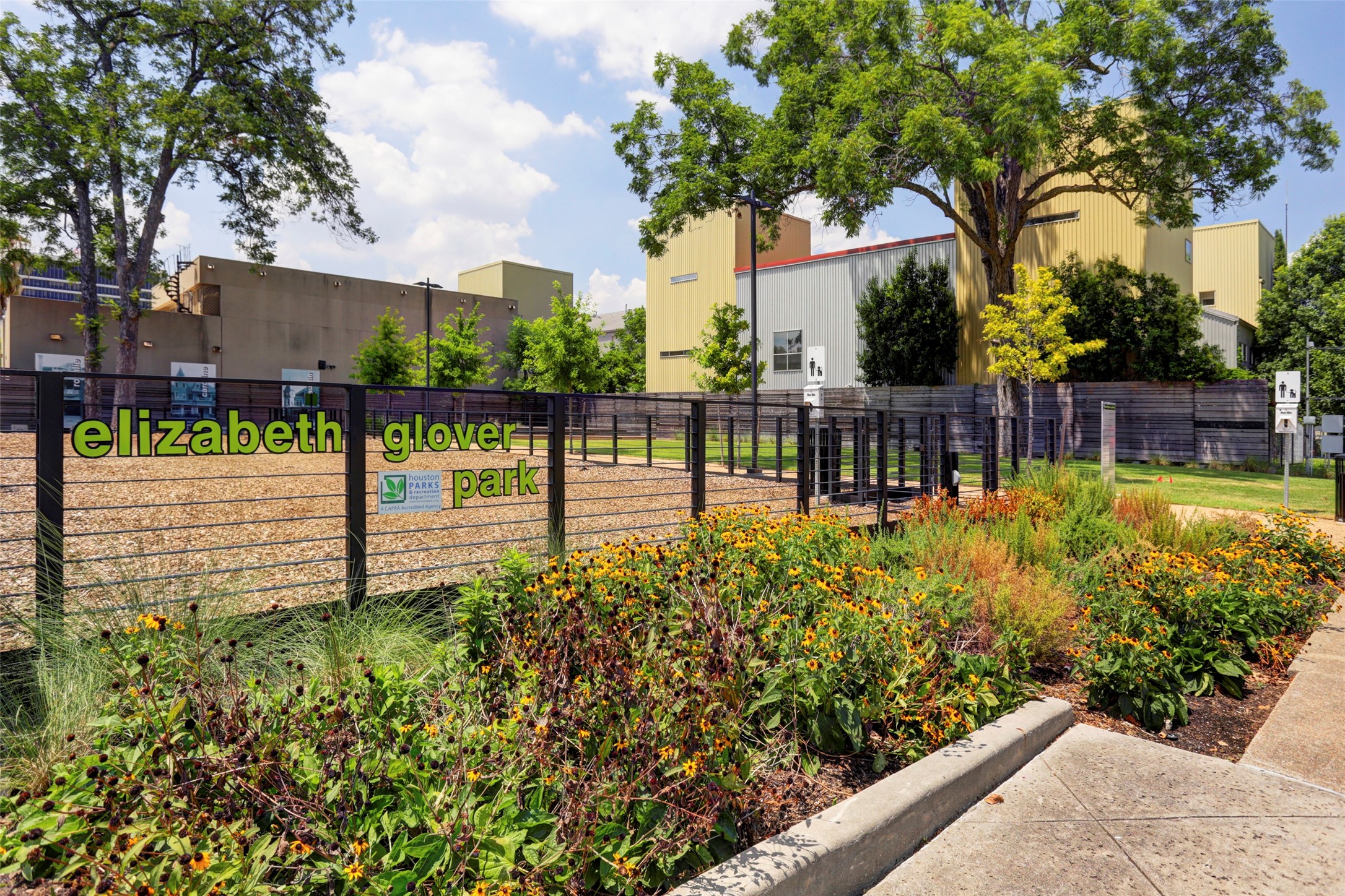 Elizabeth Glover Park offers a peaceful green space to enjoy the outdoors and take a break from the day.