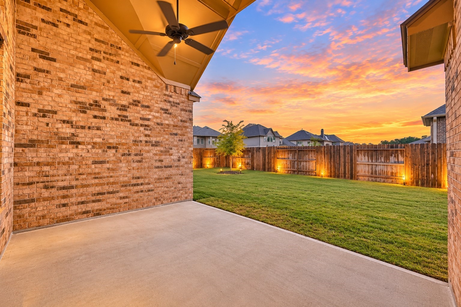 Texas-sized covered patio thats ideal for unwinding in the evenings