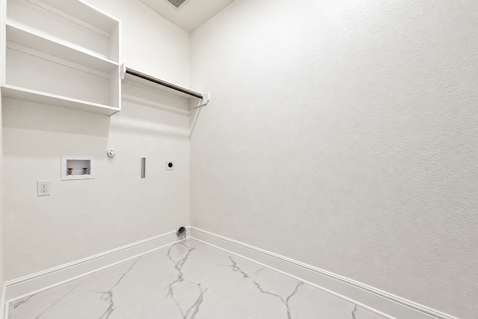Modern Laundry Room with built in shelving