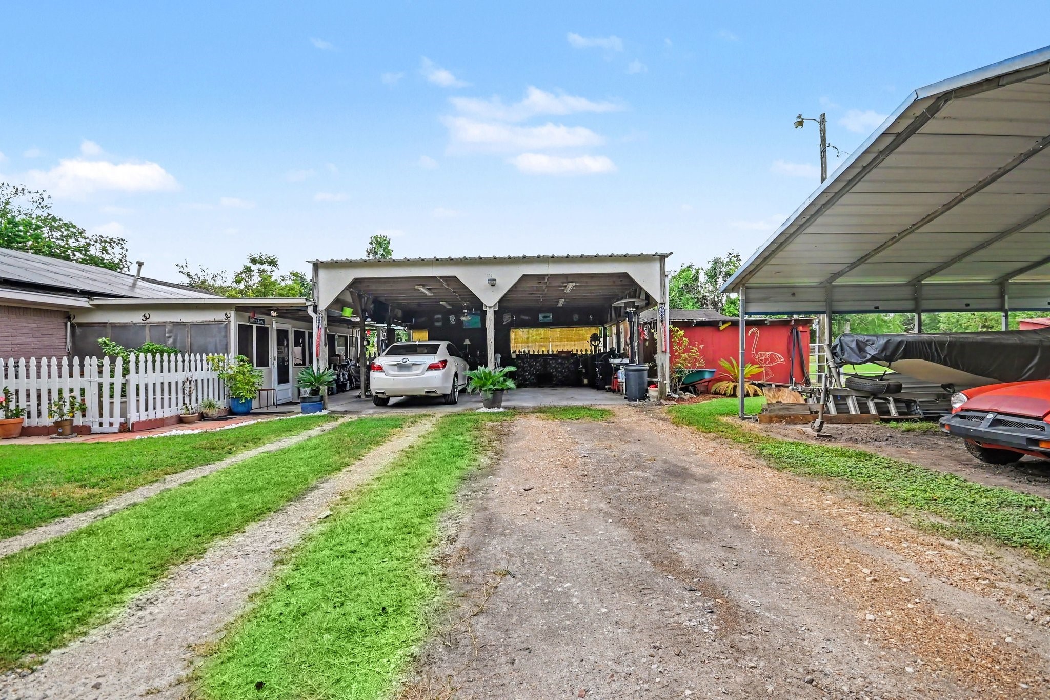 Covered parking and shop