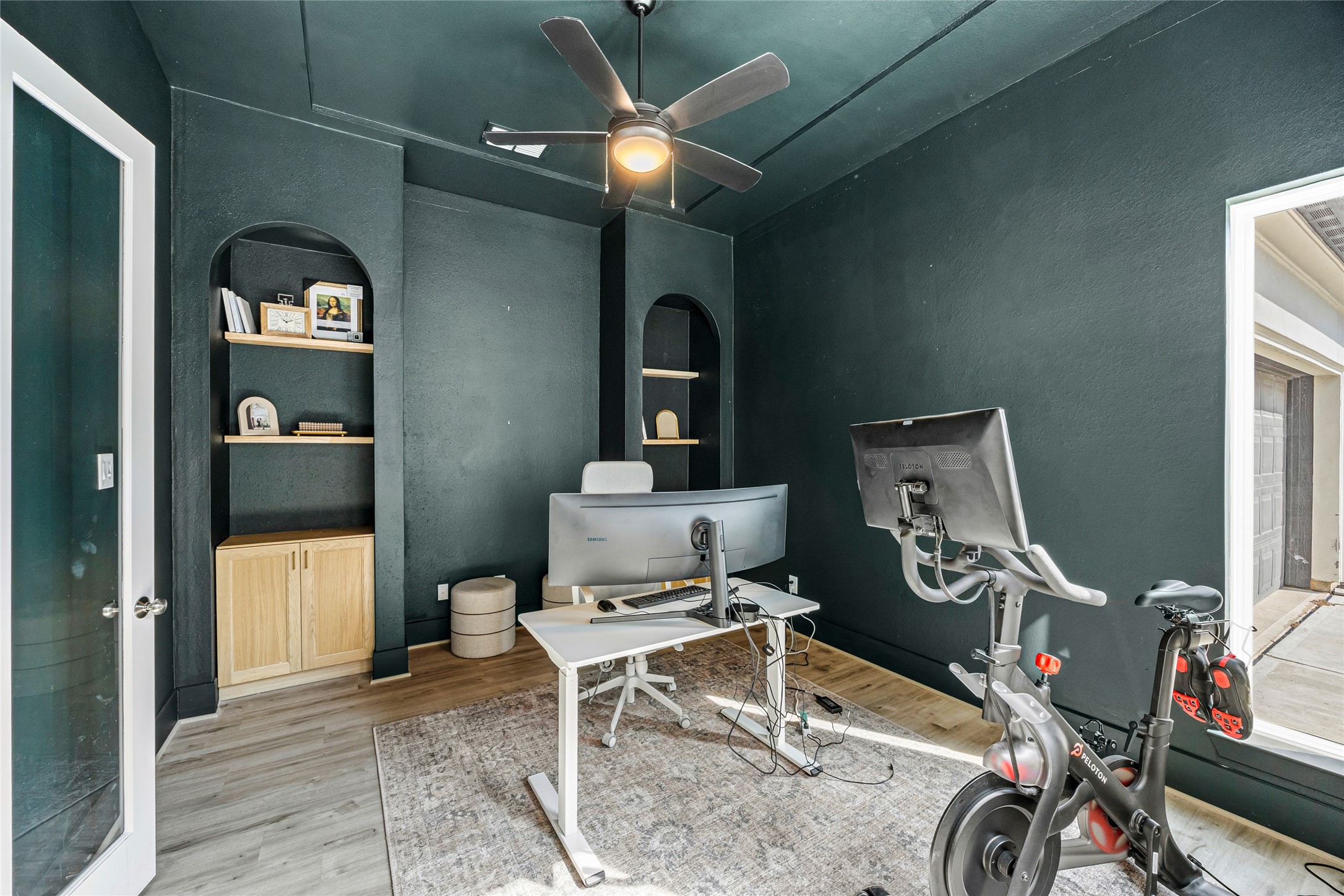 A serene, thoughtfully painted office designed to inspire productivity and focus