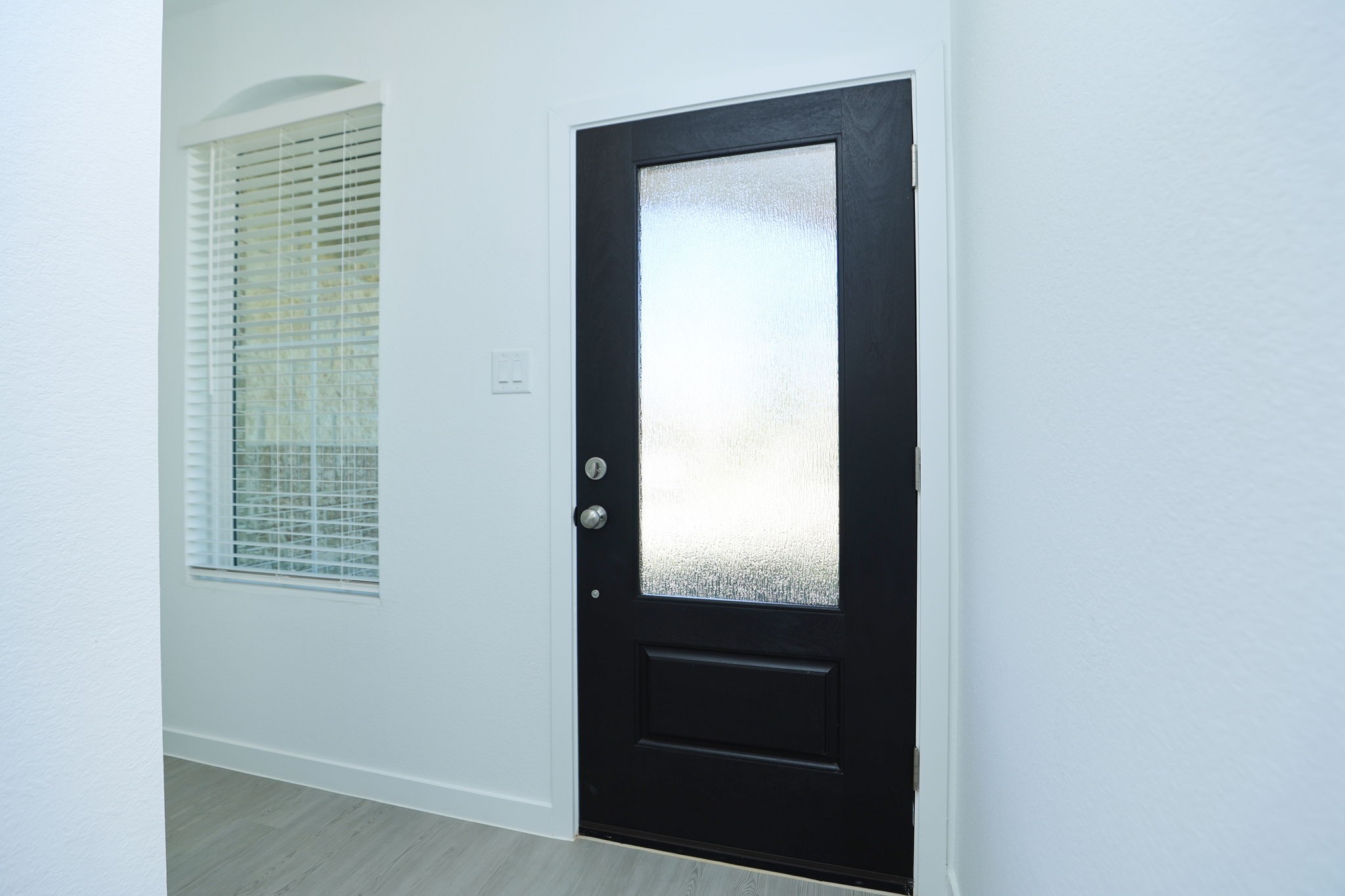 Beautiful front door and natural light in entry way