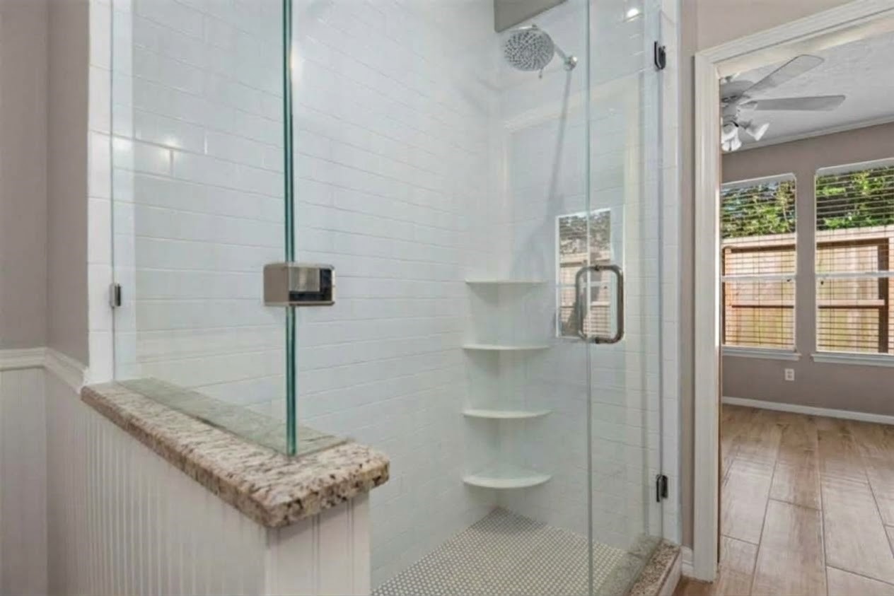 Updated oversized walk in shower Updated oversized walk in shower