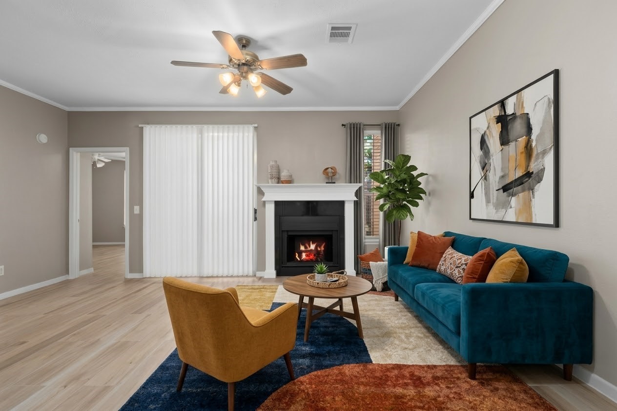 Virtually staged to imagine furniture position Virtually staged to imagine furniture position