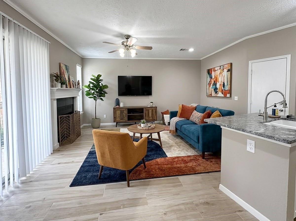 Virtually staged to imagine furniture position Virtually staged to imagine furniture position
