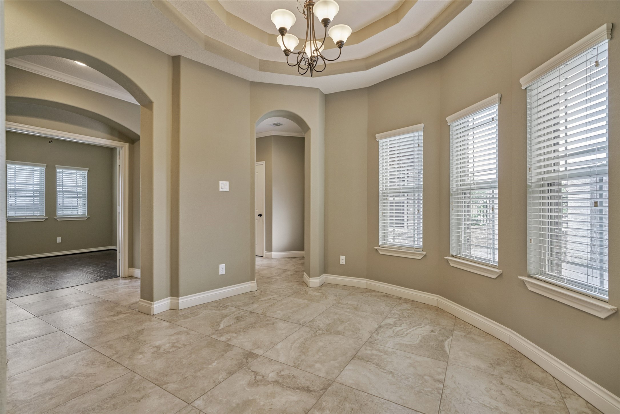 This view of the dining room shows the study just across the hall.