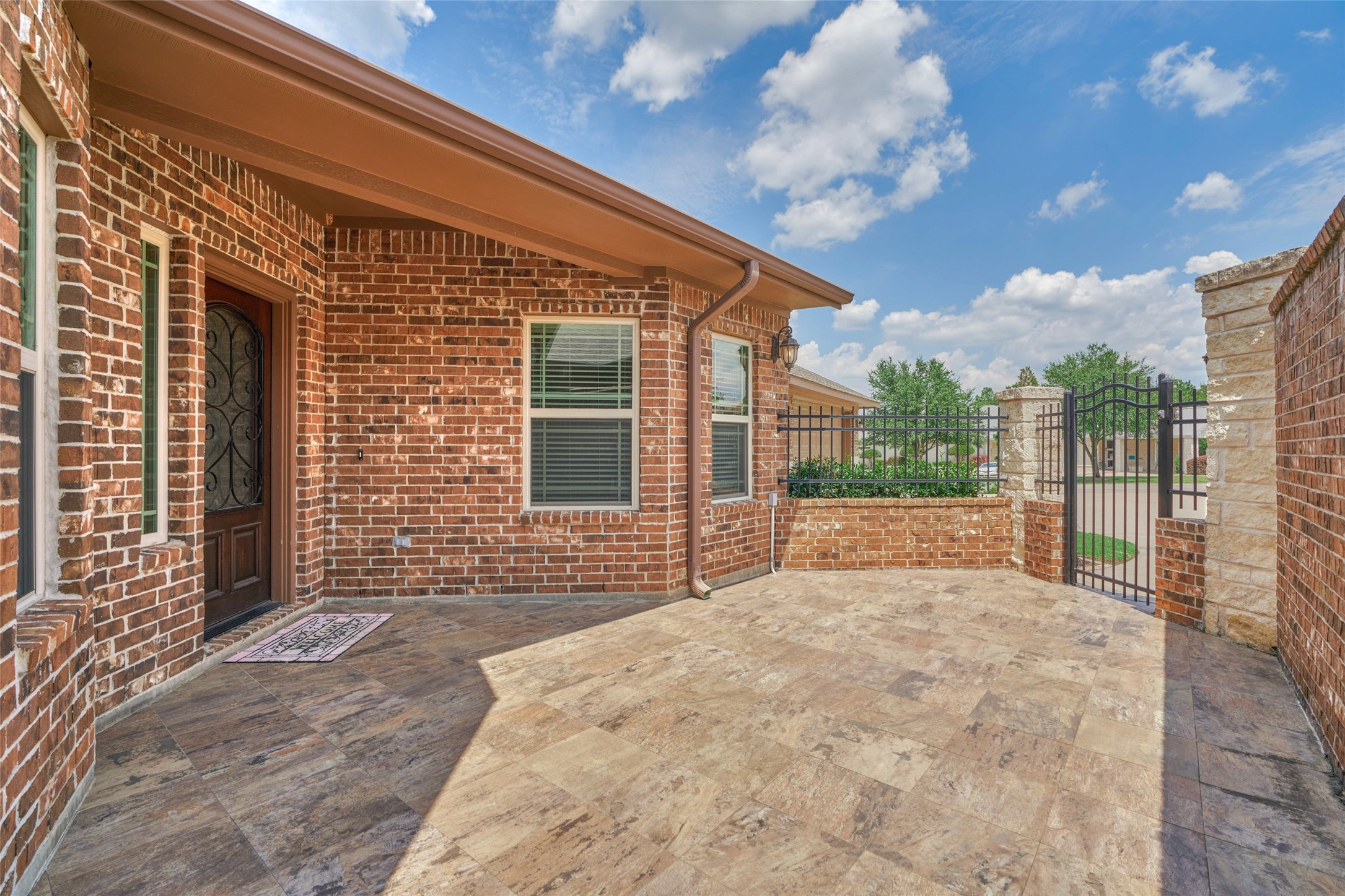Nice open courtyard/patio to welcome guests or enjoy sunrises and sunsets. Nice open courtyard/patio to welcome guests or enjoy sunrises and sunsets.