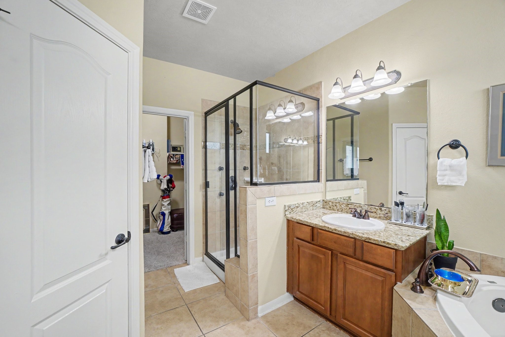 Separate shower, private water closet and large closet. Forget jetted tubm, this shower has all the jets you need!