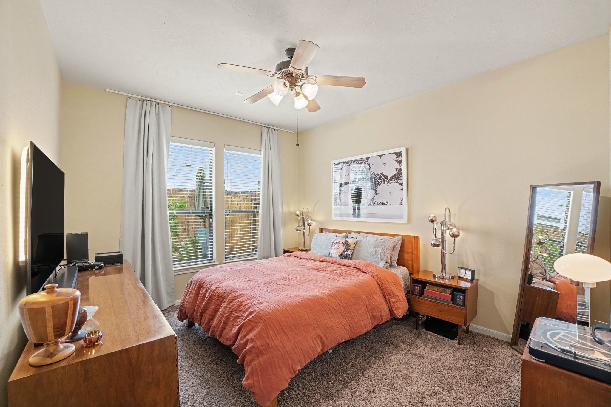 Good size bedrooms looks out to backyard patio