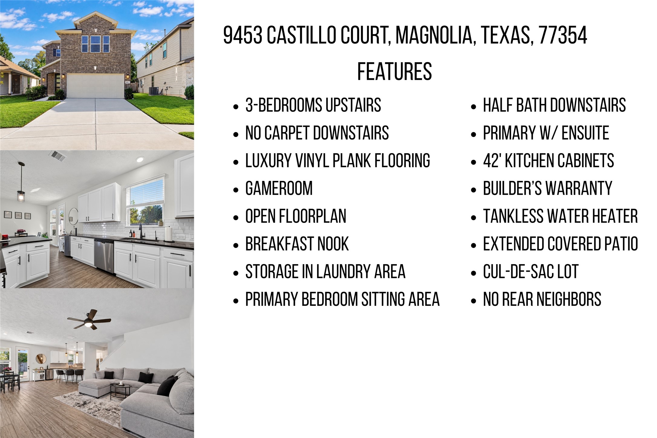 Discover what makes 9453 Castillo Court special! Featuring an open-concept layout, spacious upstairs game room, primary suite with sitting area, extended covered patio, and no rear neighbors, this home blends comfort, style, and functionality.