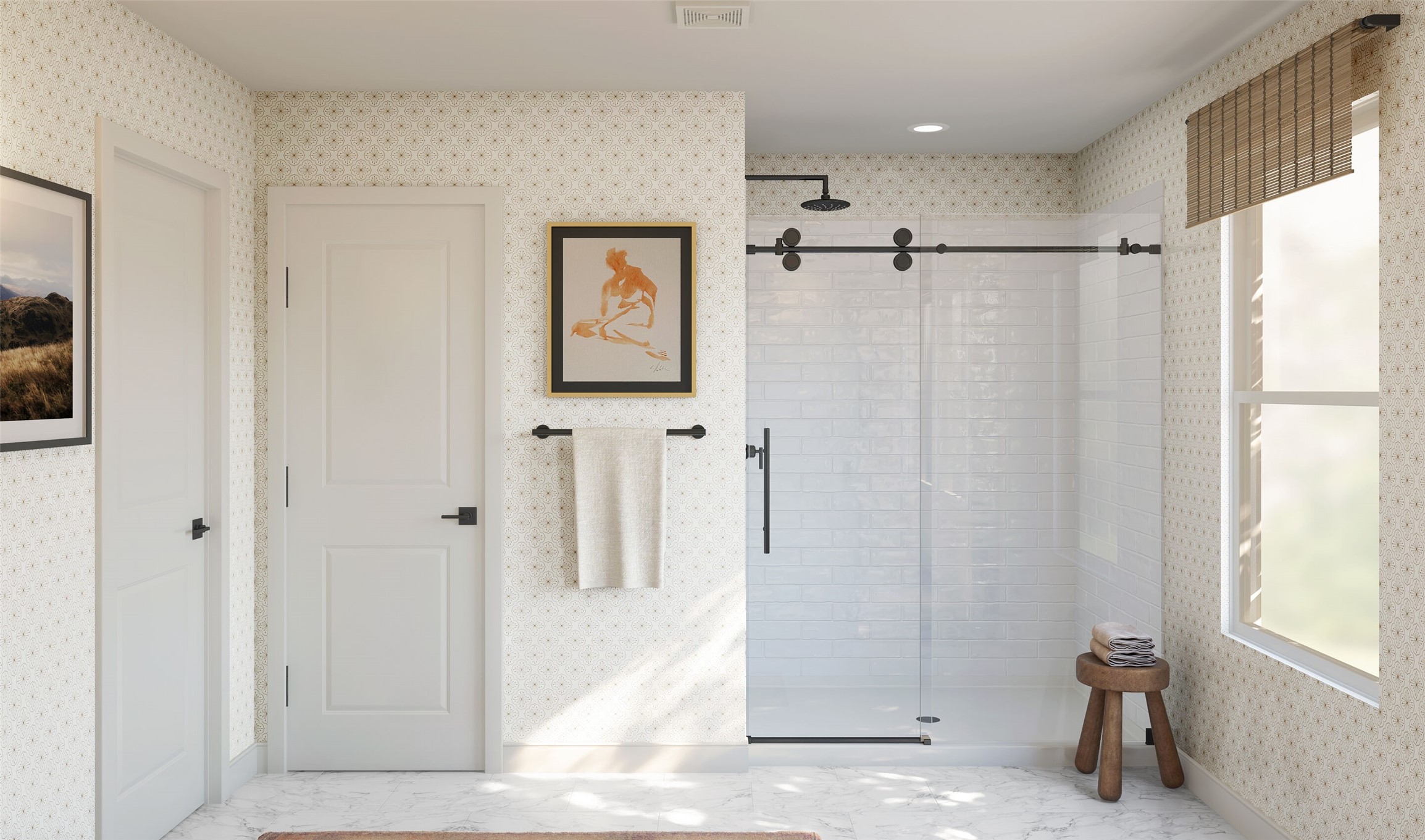 Serene primary bath (*Artist rendering used for illustration purposes only. Colors/finishes may differ from the ones currently selected in the home.)