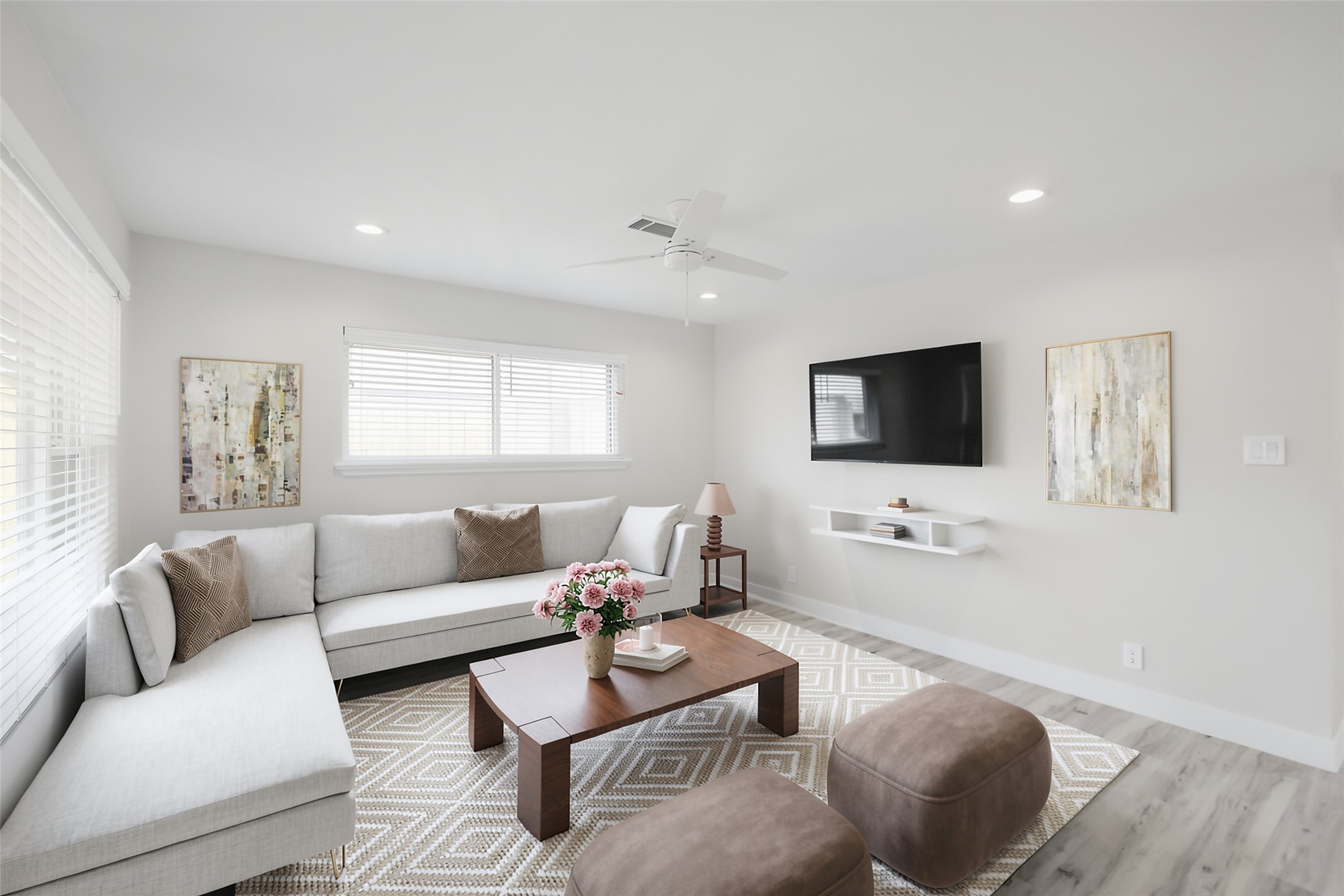 *Virtually Staged* Secondary view of the living room shows the iopen concept.