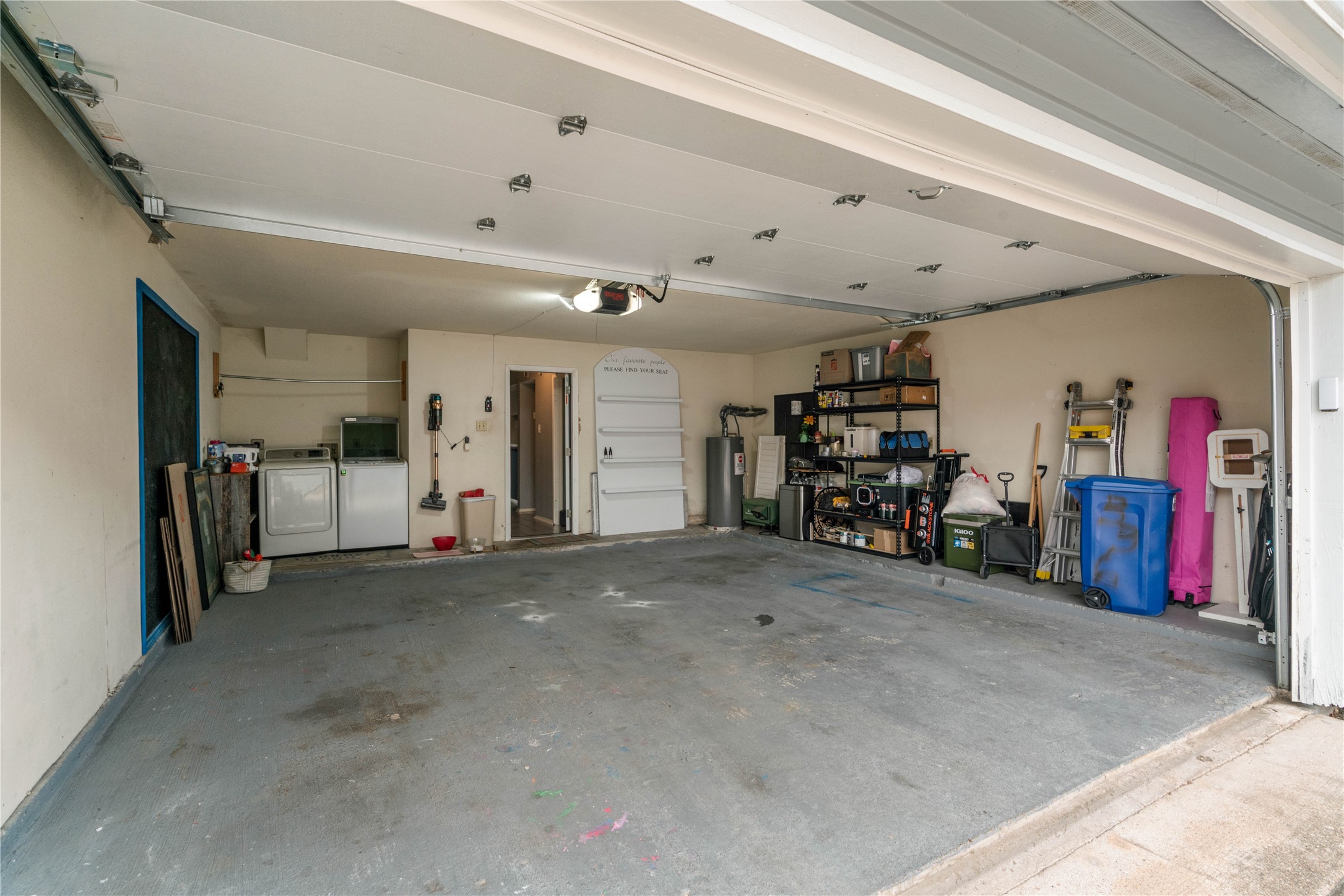 Spacious 2 car garage with laundry.