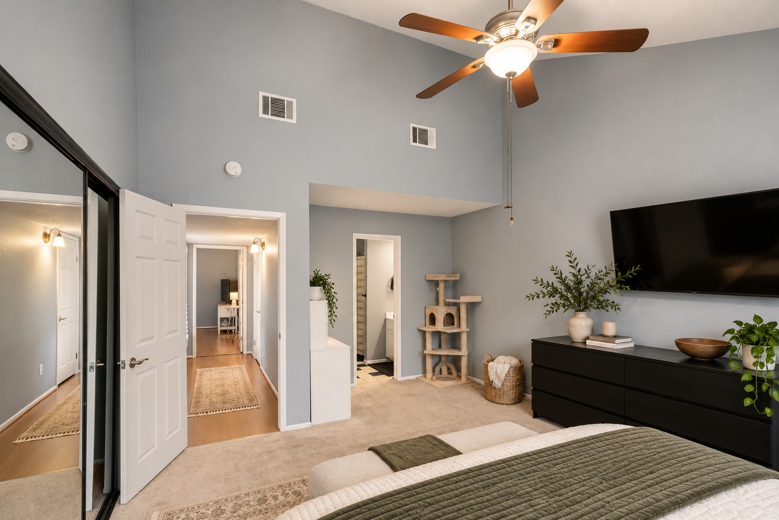 Another view of the primary bedroom. Virtuall staged