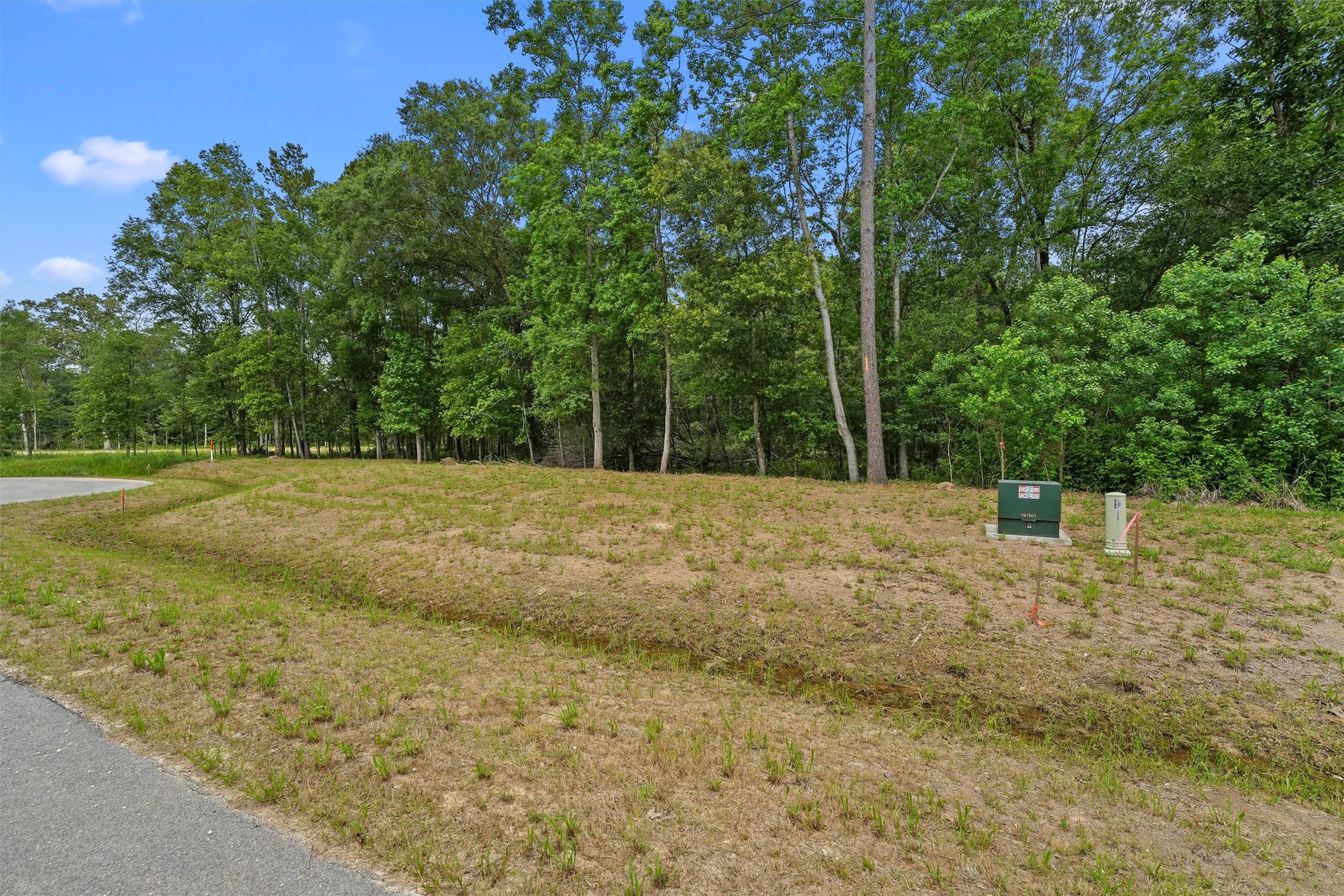 Street-level view of the homesite frontage. Buyers should independently verify utility availability, connection requirements and building specifications.