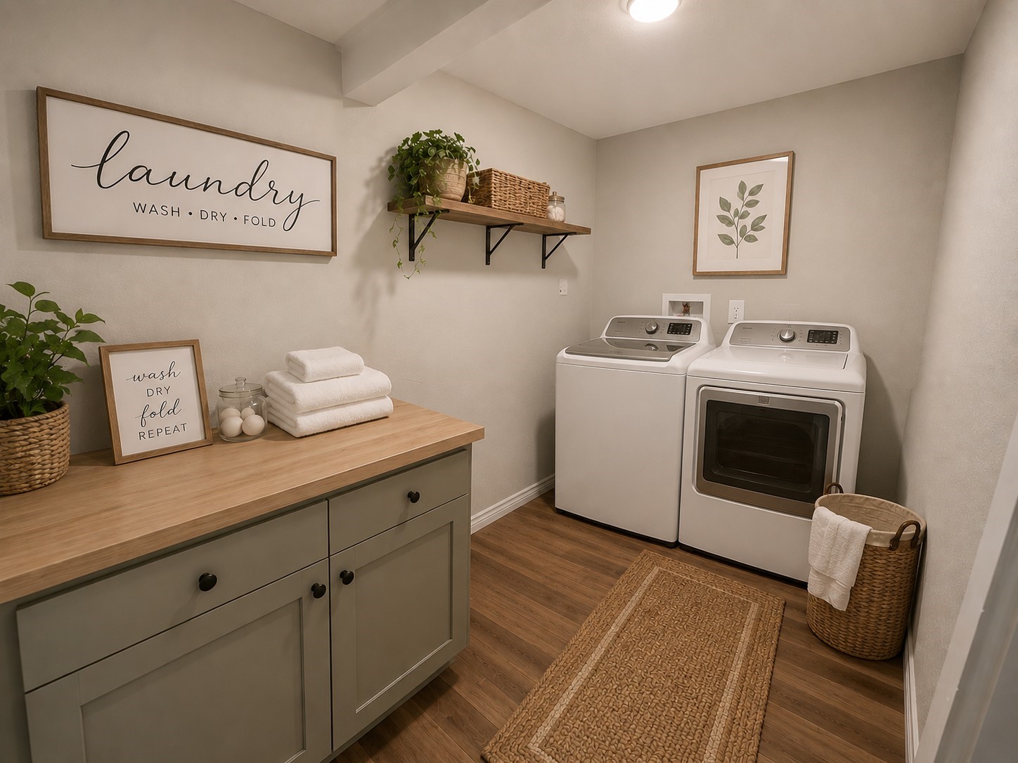 Staged laundry room