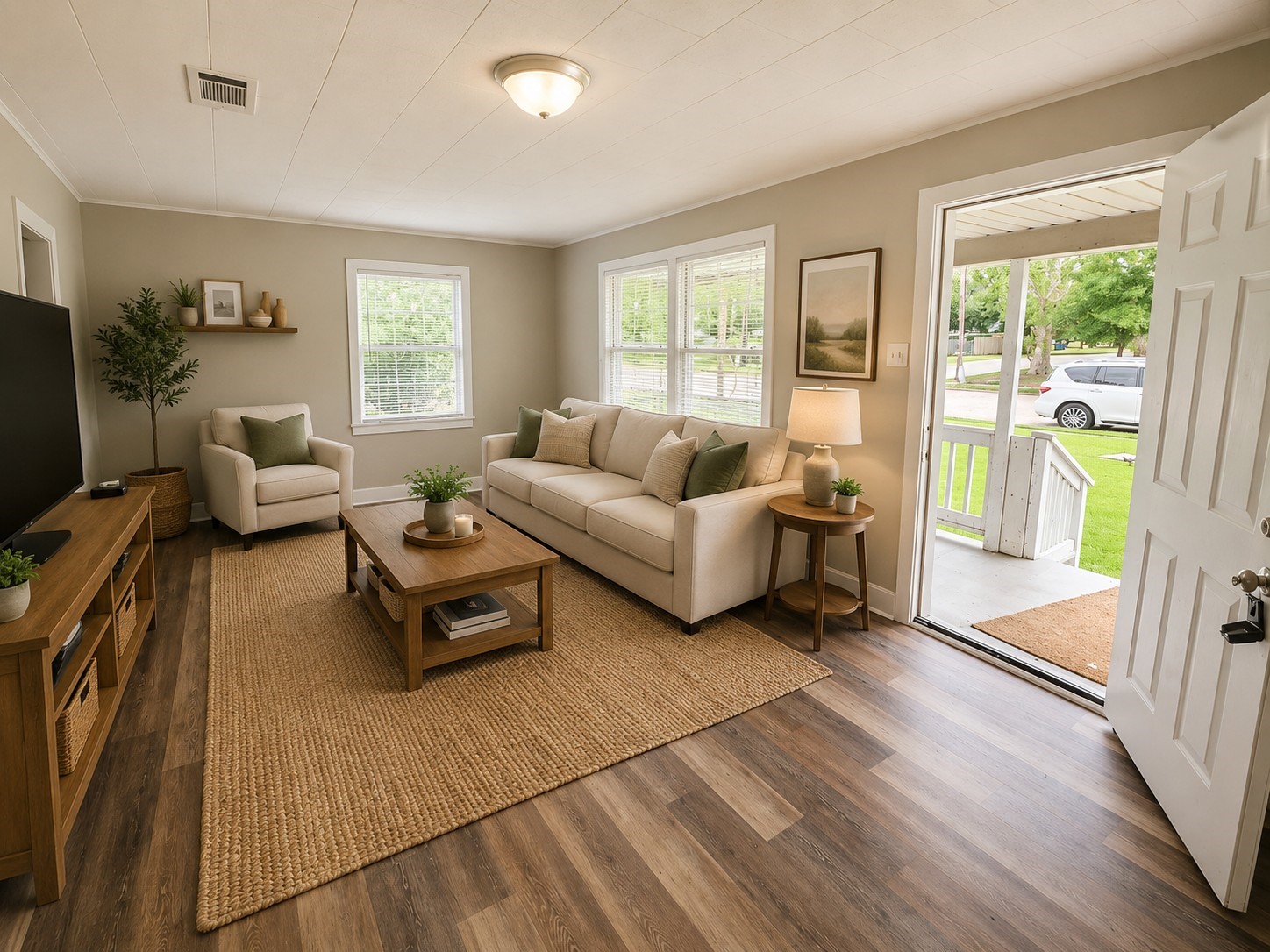 Staged living room to show the potential Staged living room to show the potential