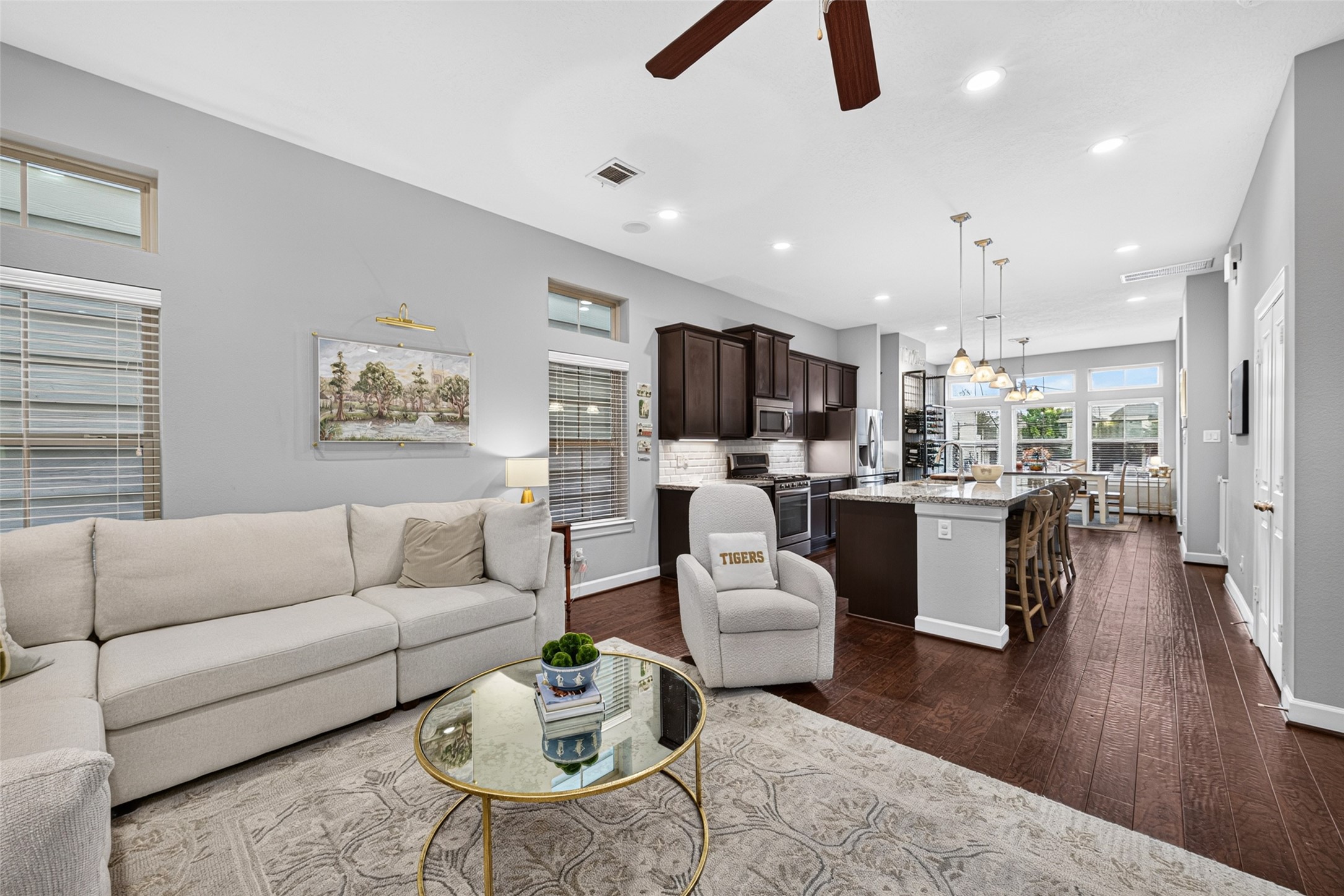 Open-concept living area flows seamlessly into the kitchen, ideal for everyday living and entertaining.