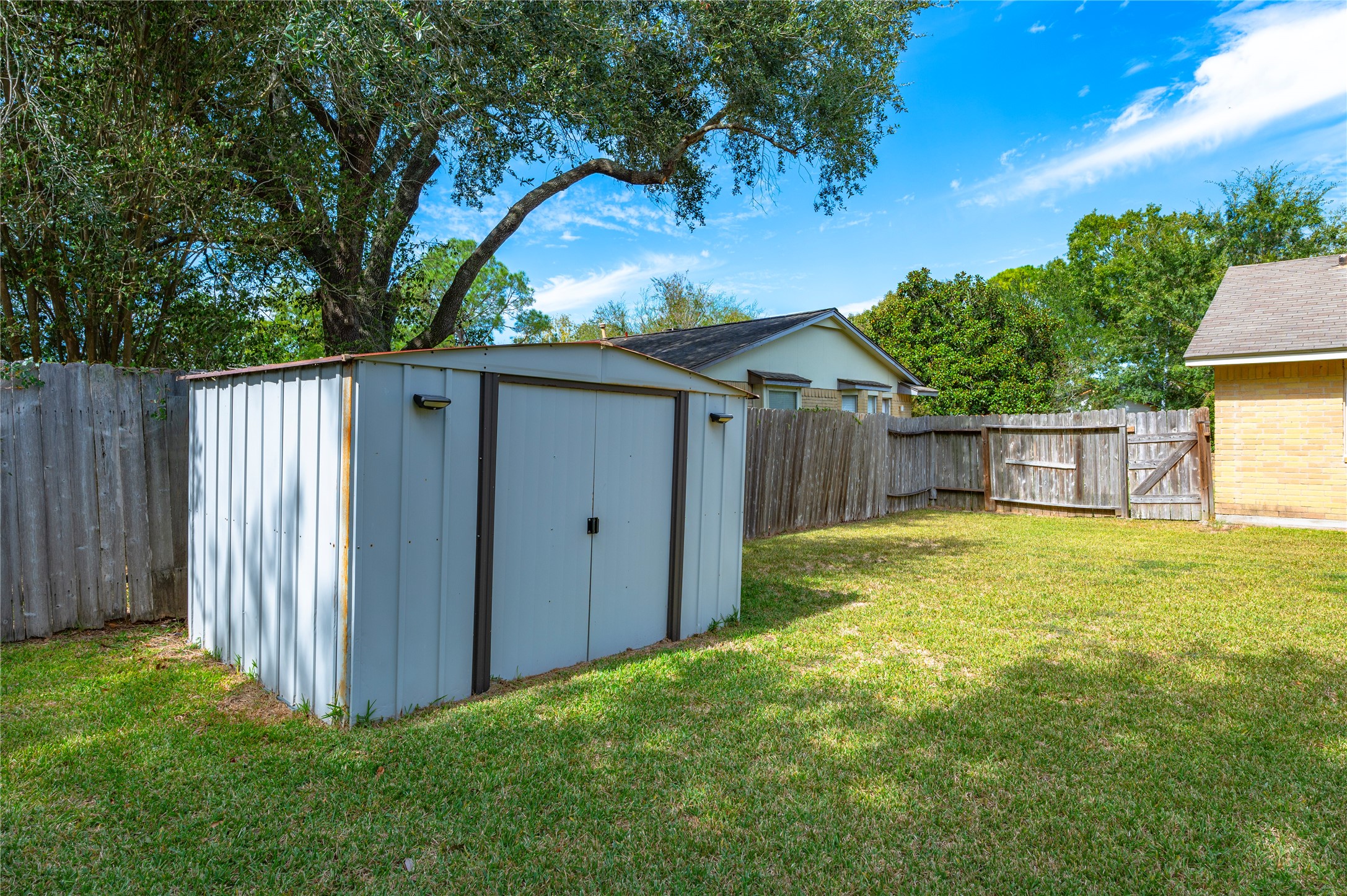 Additional storage space in the outdoor shed.