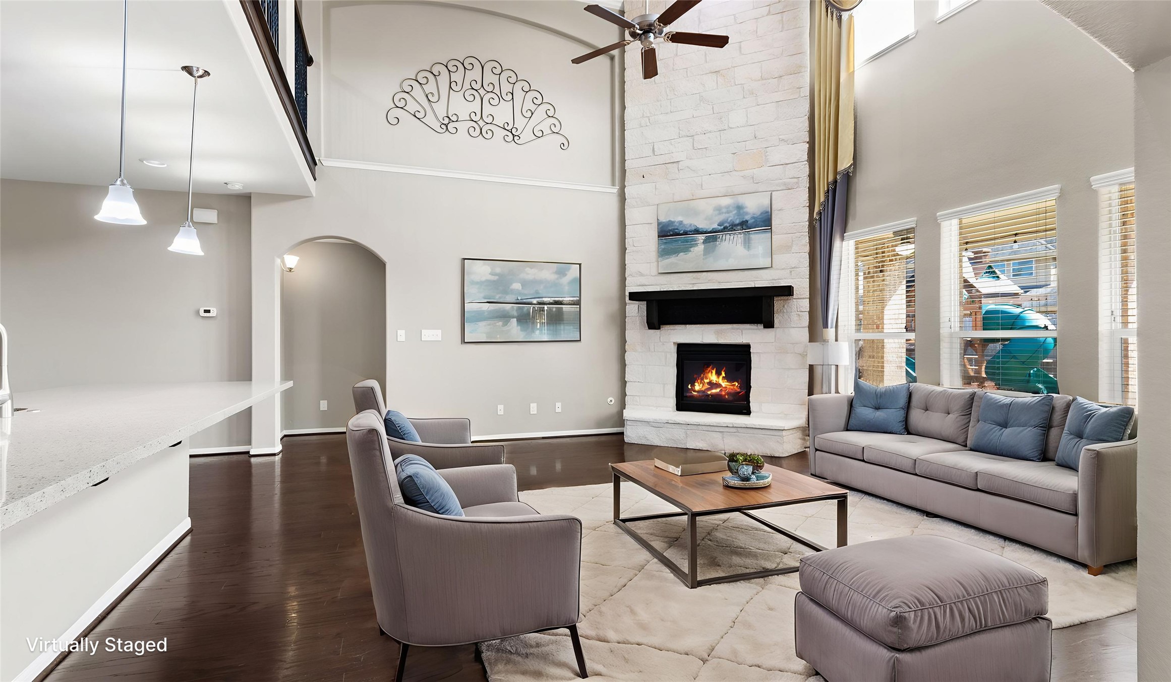 So many options on how to place your living room furniture.. This AI staging might give you some great ideas!