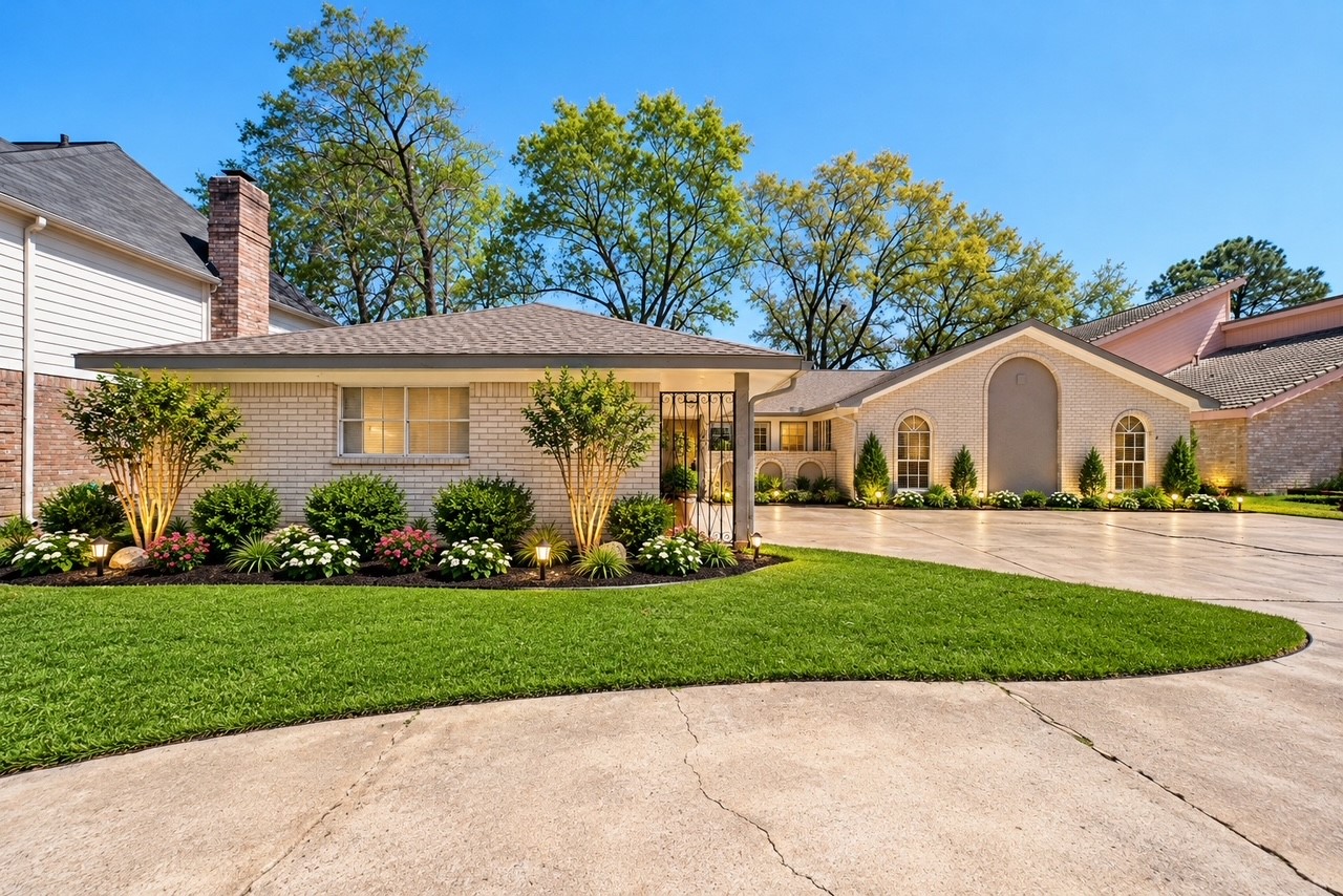 AI generated image home is shown with beautiful landscaping to show its potential