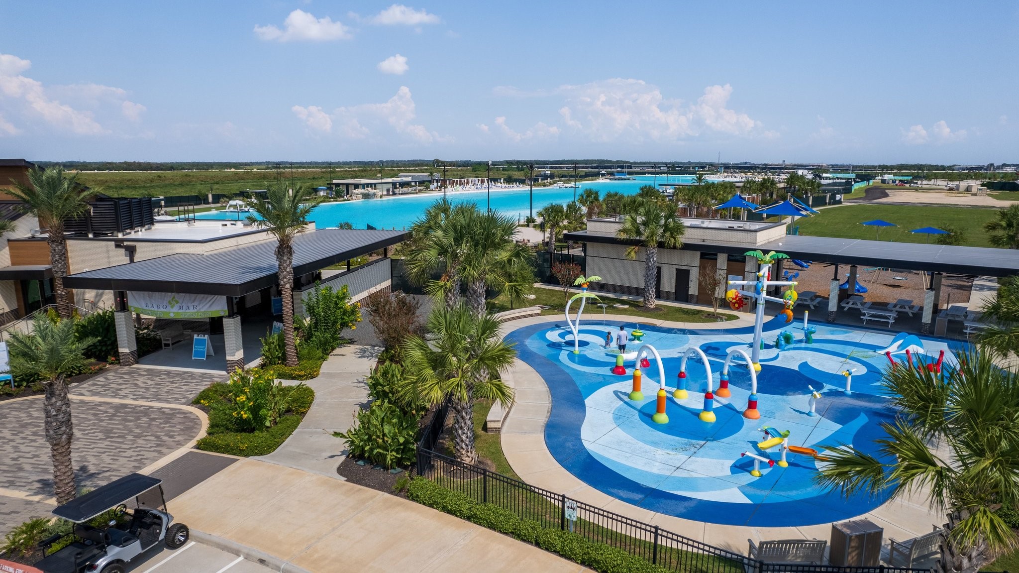 Resort-style splash pad and recreation area designed for year-round fun and enjoyment.