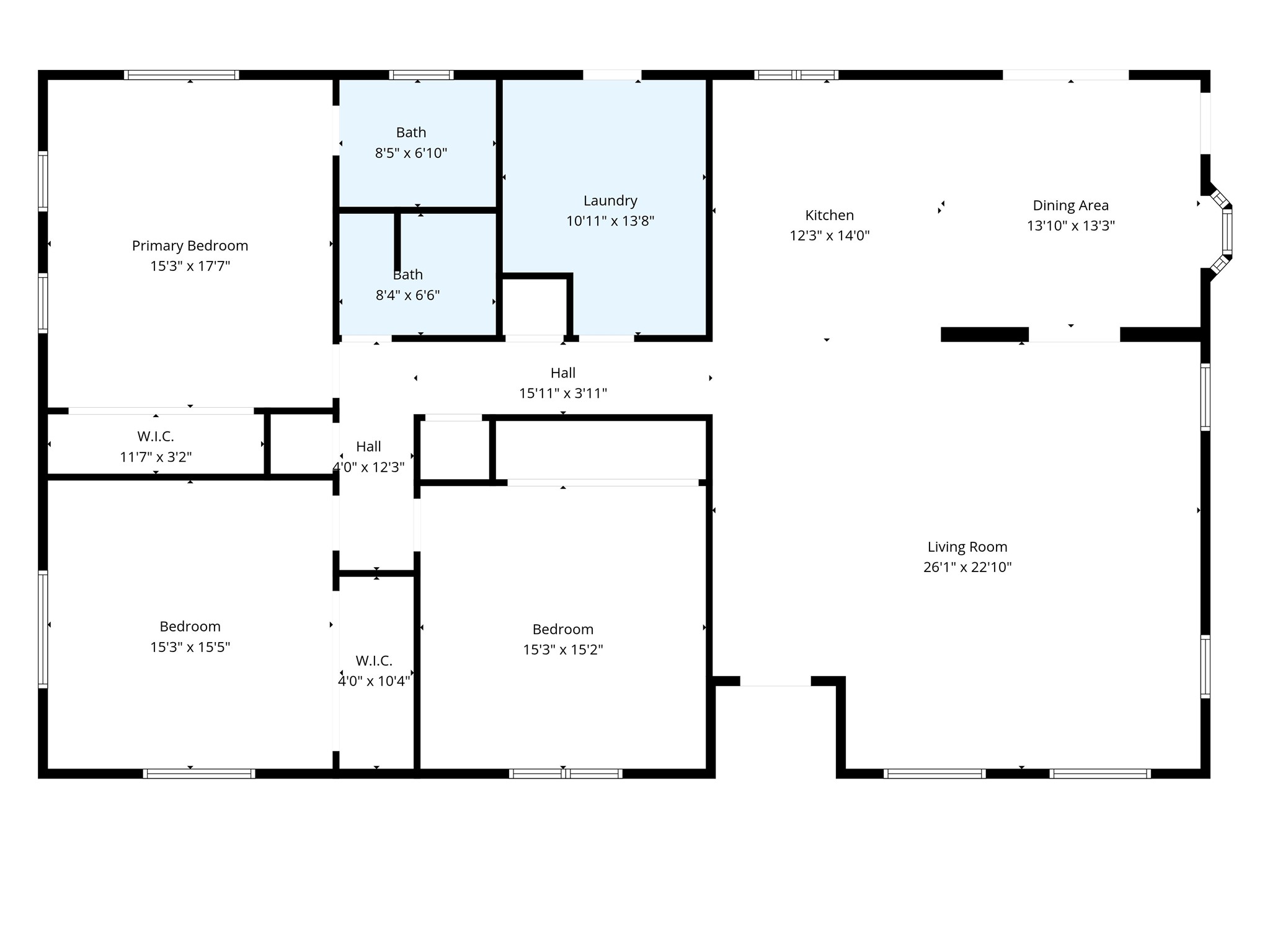 Large bedrooms and upgraded bathrooms make this layout convenient and functional.
