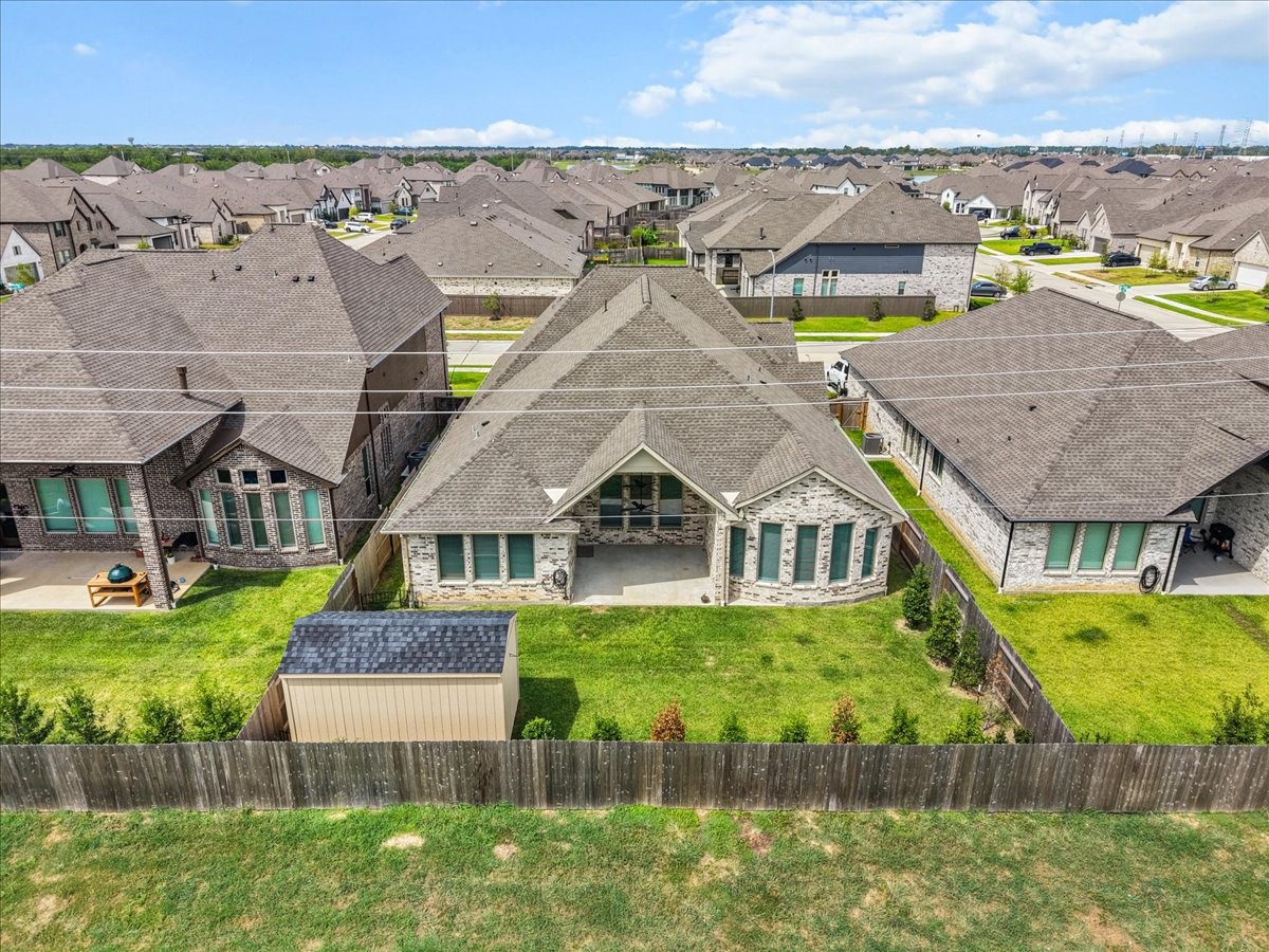 Aerial view of the rear of the home