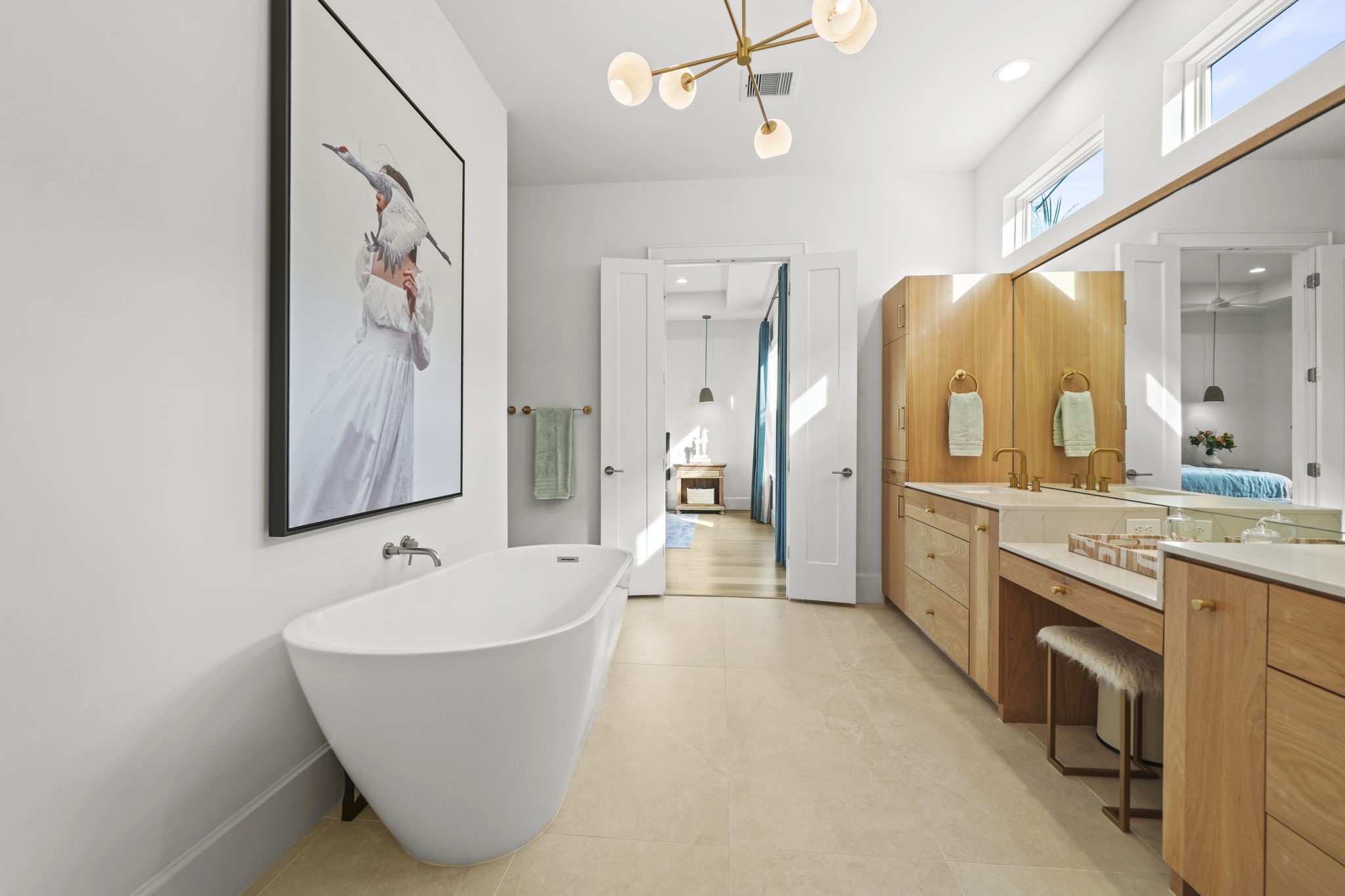 The primary bathroom is so spacious and has great storage space!