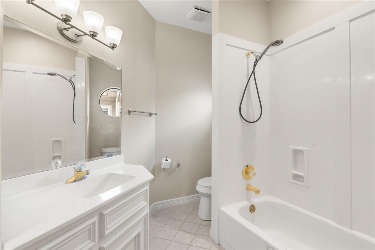 Upstairs bath is shared with two bedrooms
