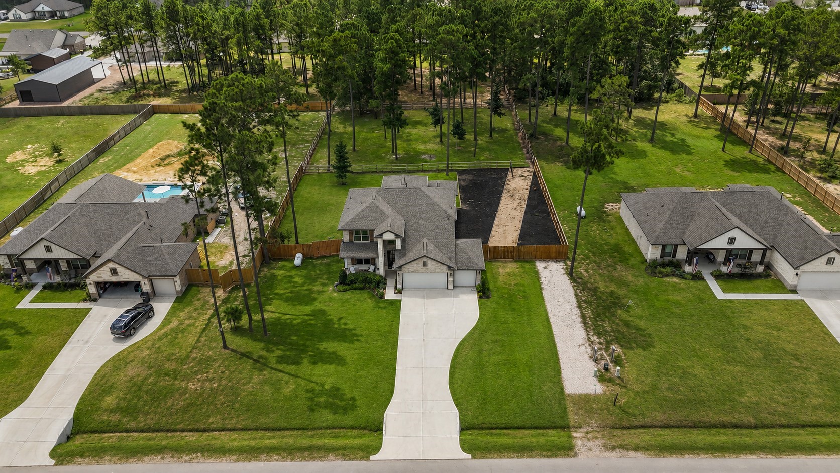 Notice the two sections of the backyard separately fenced