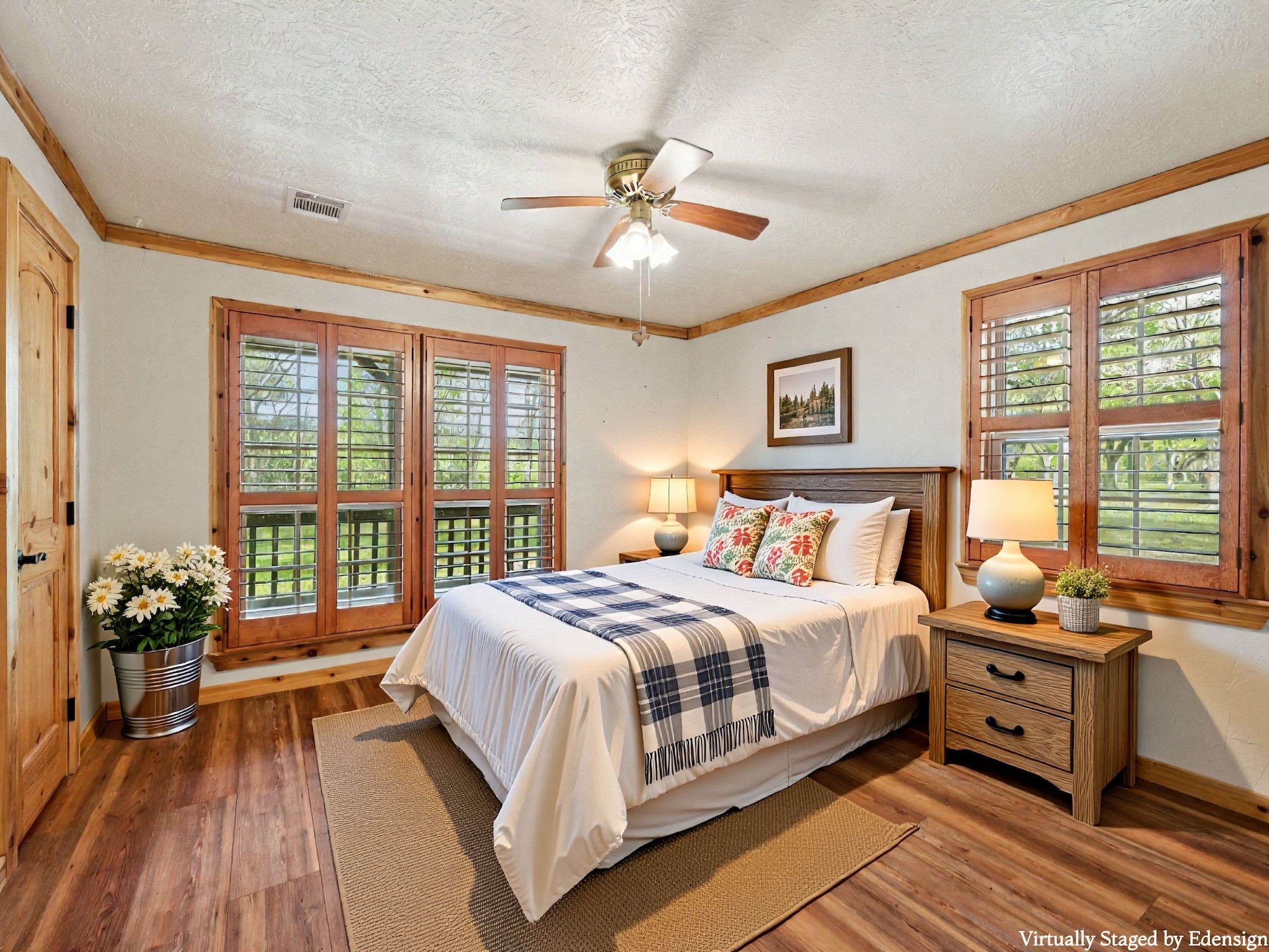 The downstairs Primary Bedroom is private and spacious.