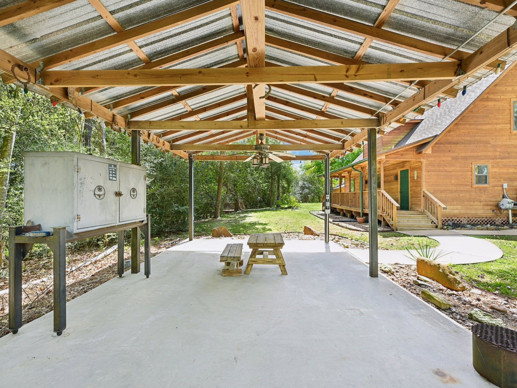 A closer look at the covered BBQ area.